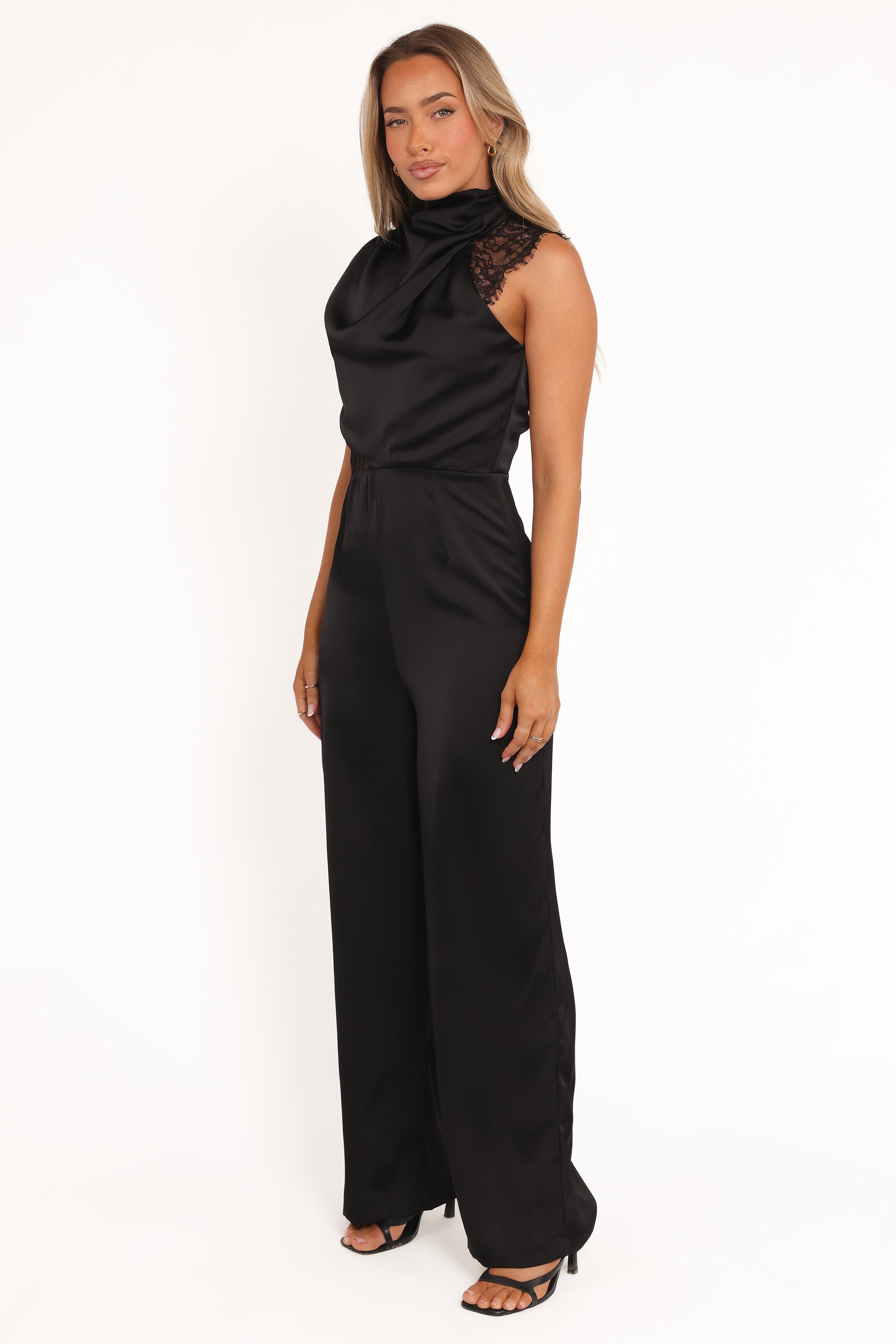 PLAYSUITS Brinley One Shoulder Jumpsuit - Black