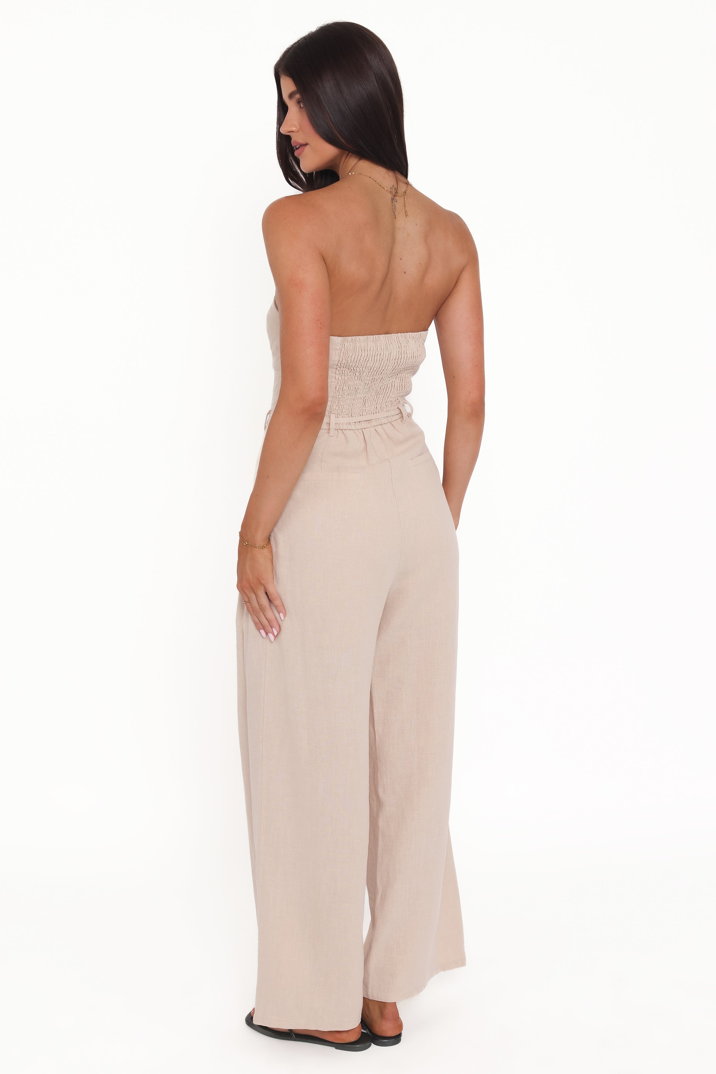 PLAYSUITS @Calliope Tie Waist Jumpsuit - Wheat