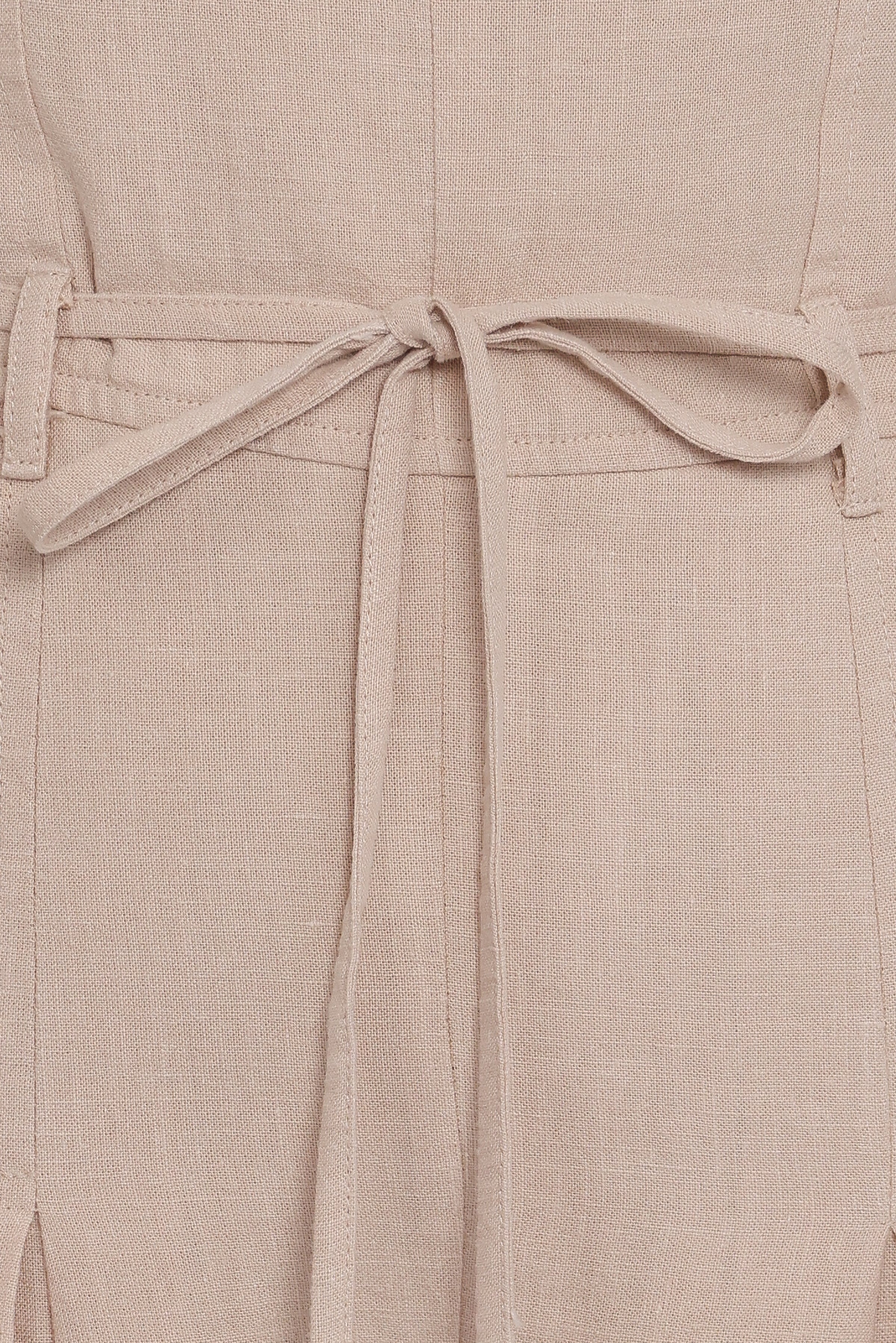 PLAYSUITS @Calliope Tie Waist Jumpsuit - Wheat