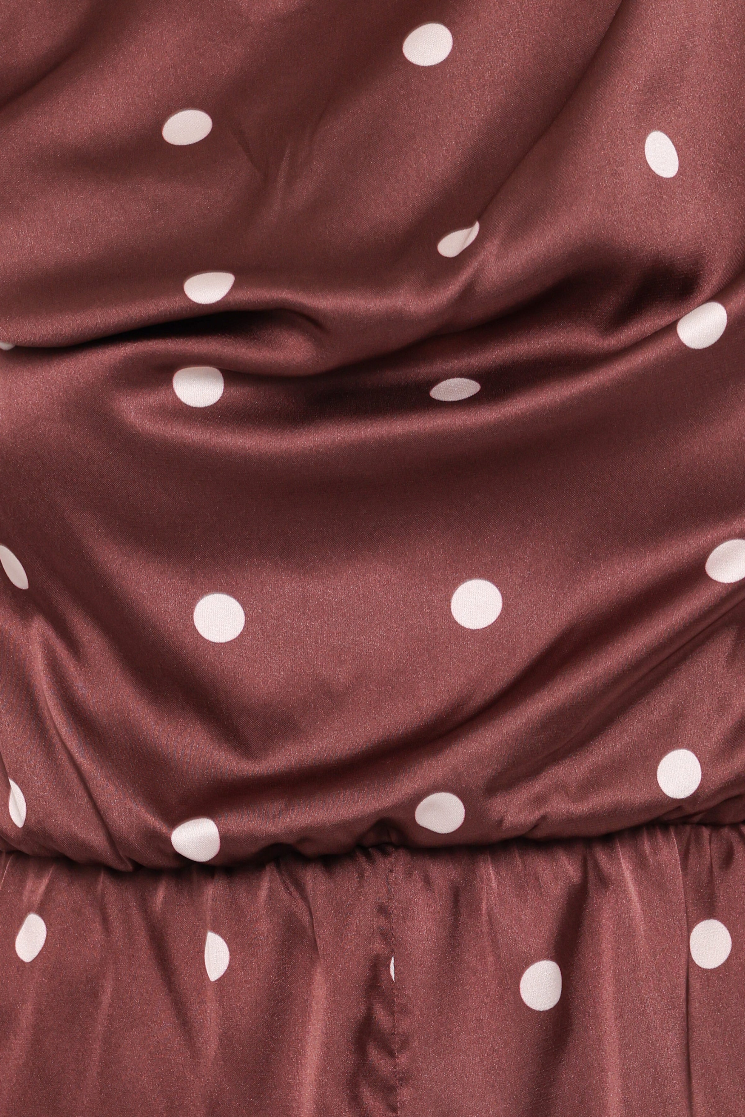 PLAYSUITS Cassidy One Shoulder Playsuit - Brown Polka Dot