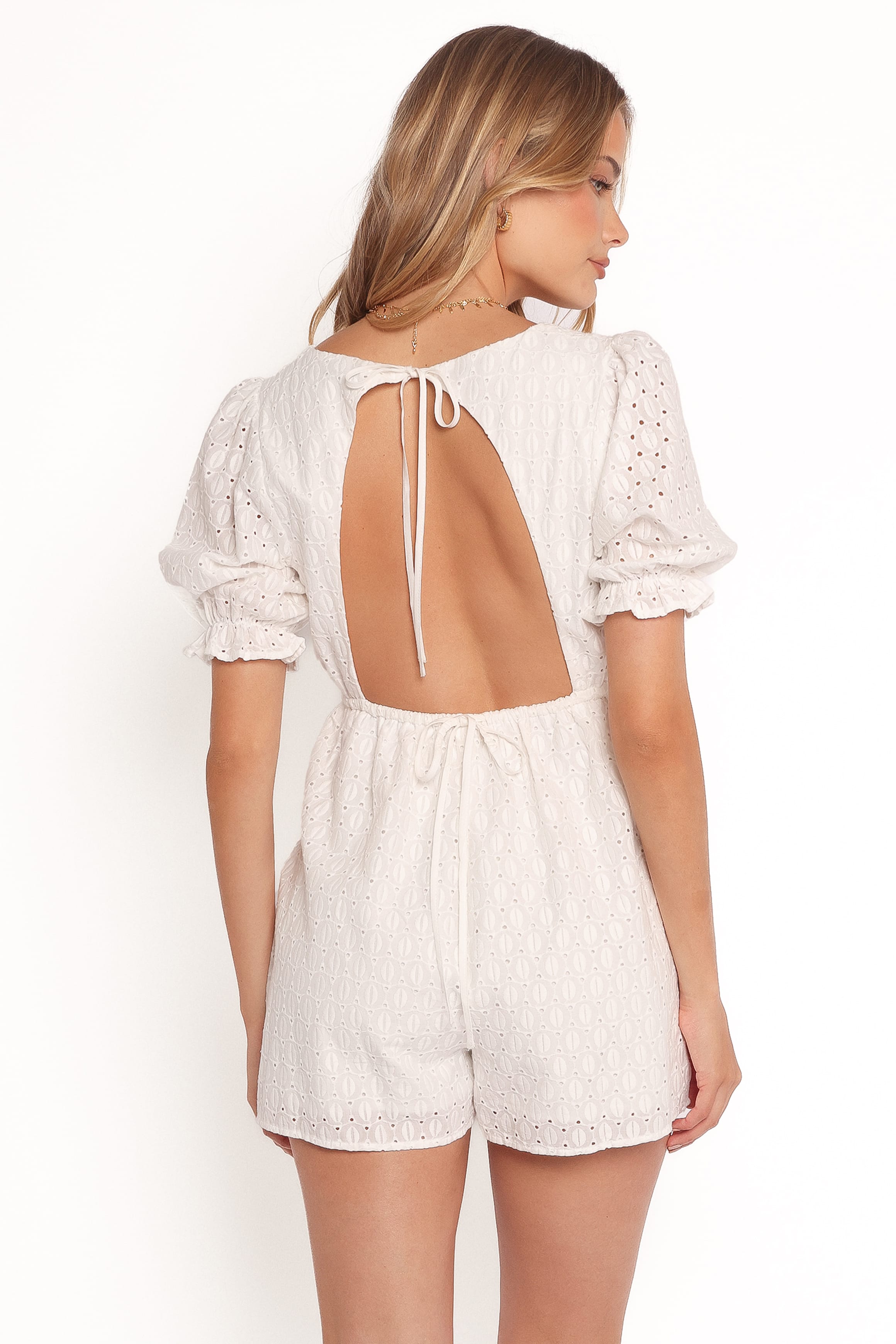 PLAYSUITS Charlsie Puff Sleeve Playsuit - White