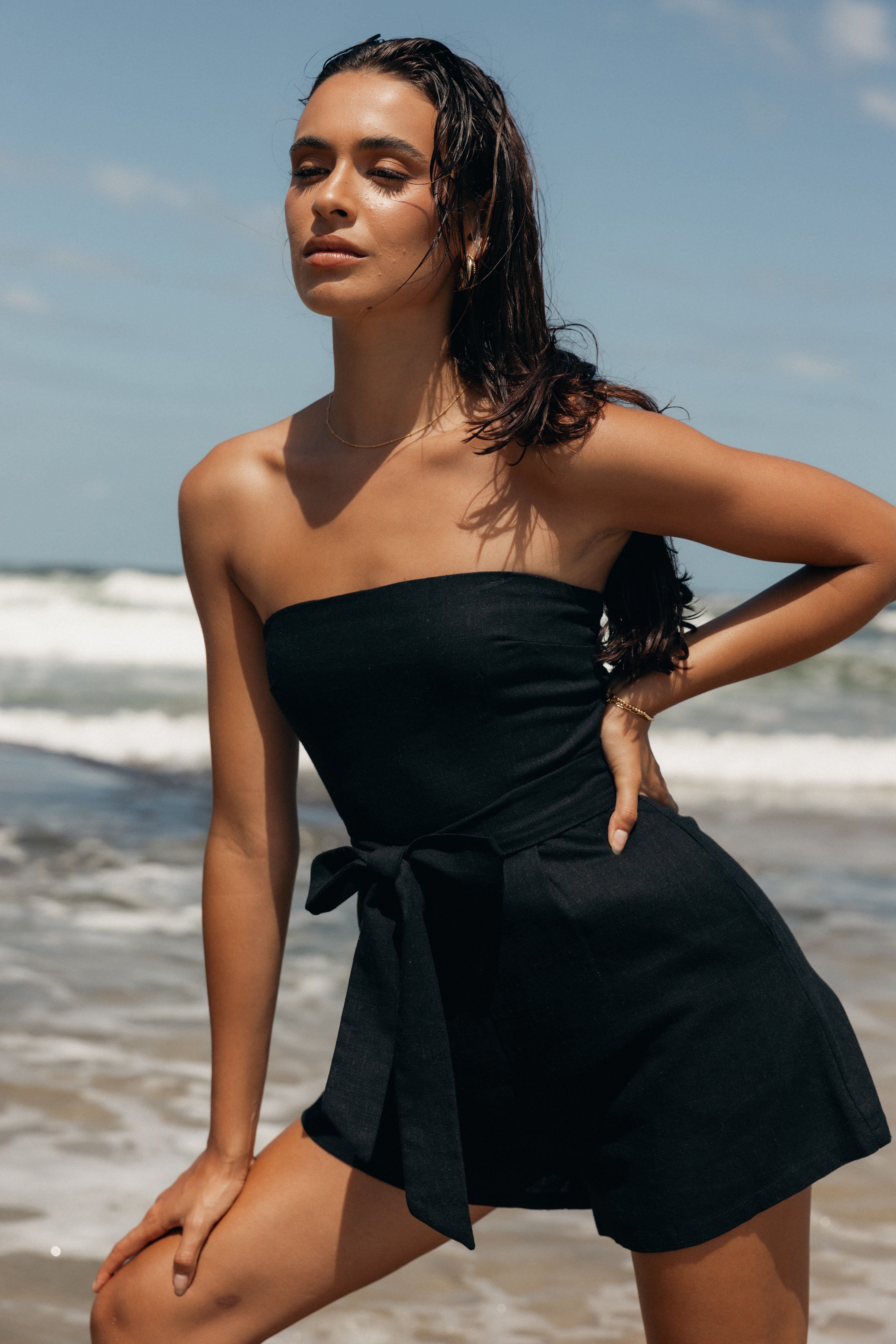 PLAYSUITS @Christie Strapless Playsuit - Black (Hold for Sundial)