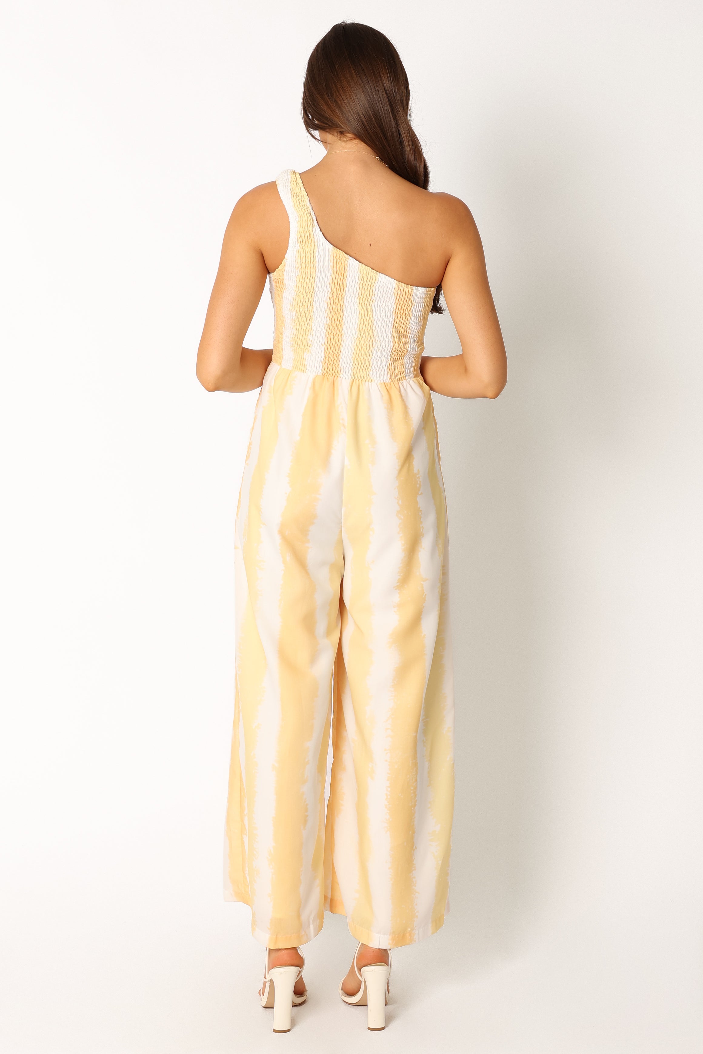 PLAYSUITS @Coco One Shoulder Jumpsuit - Yellow Stripe