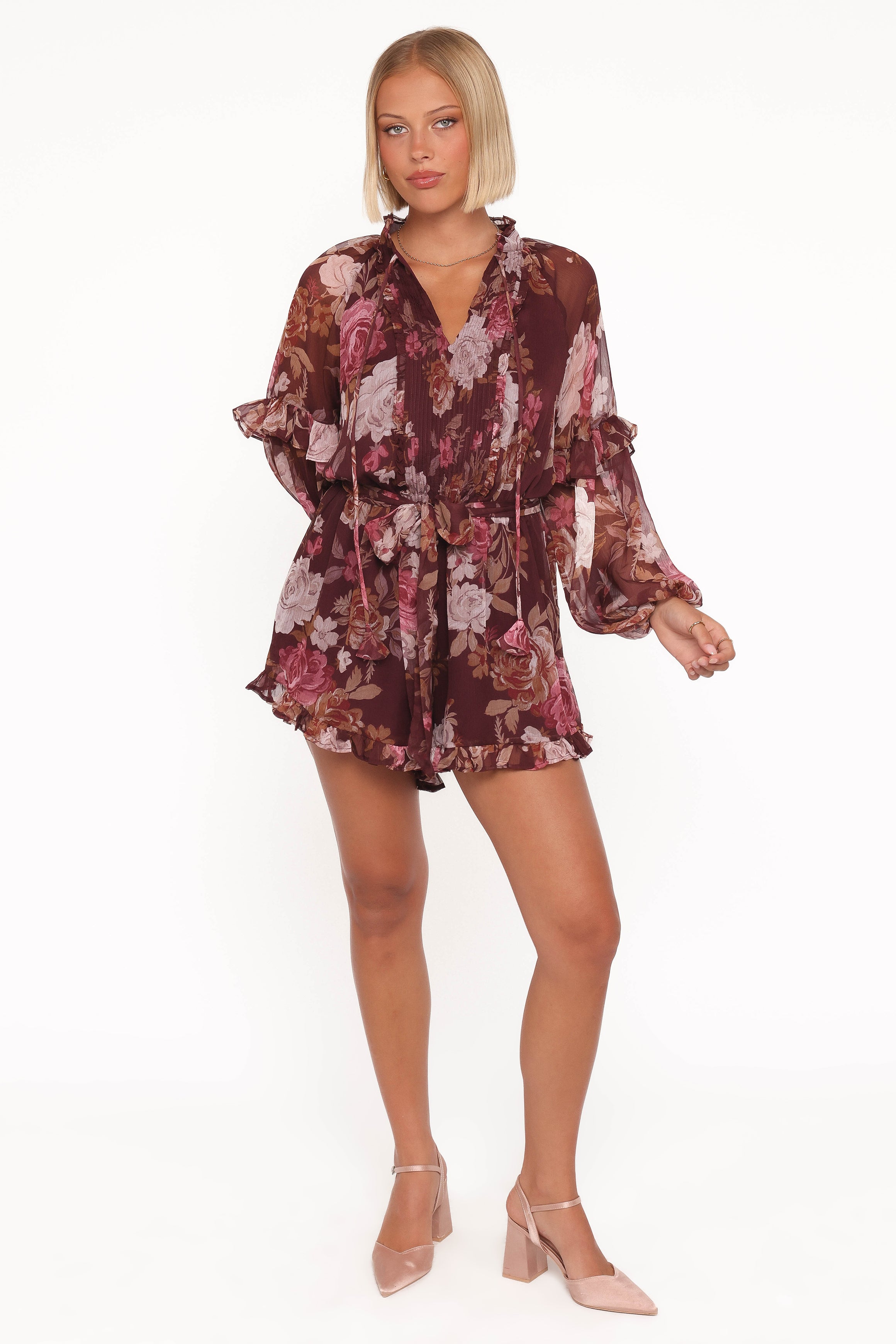 PLAYSUITS Delaney Long Sleeve Romper - Brandy Bloom