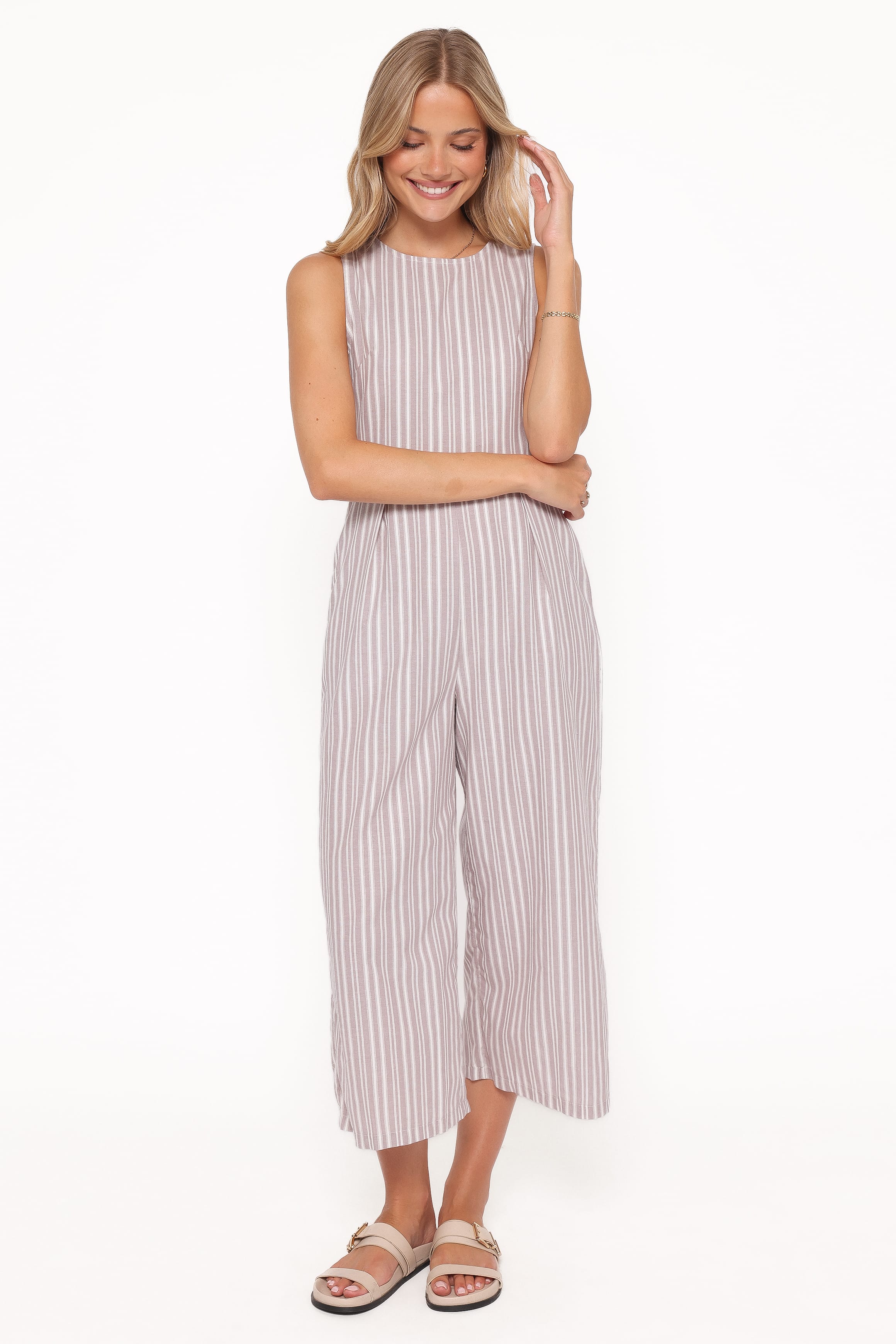 PLAYSUITS Ester Jumpsuit - Beige/White Stripe