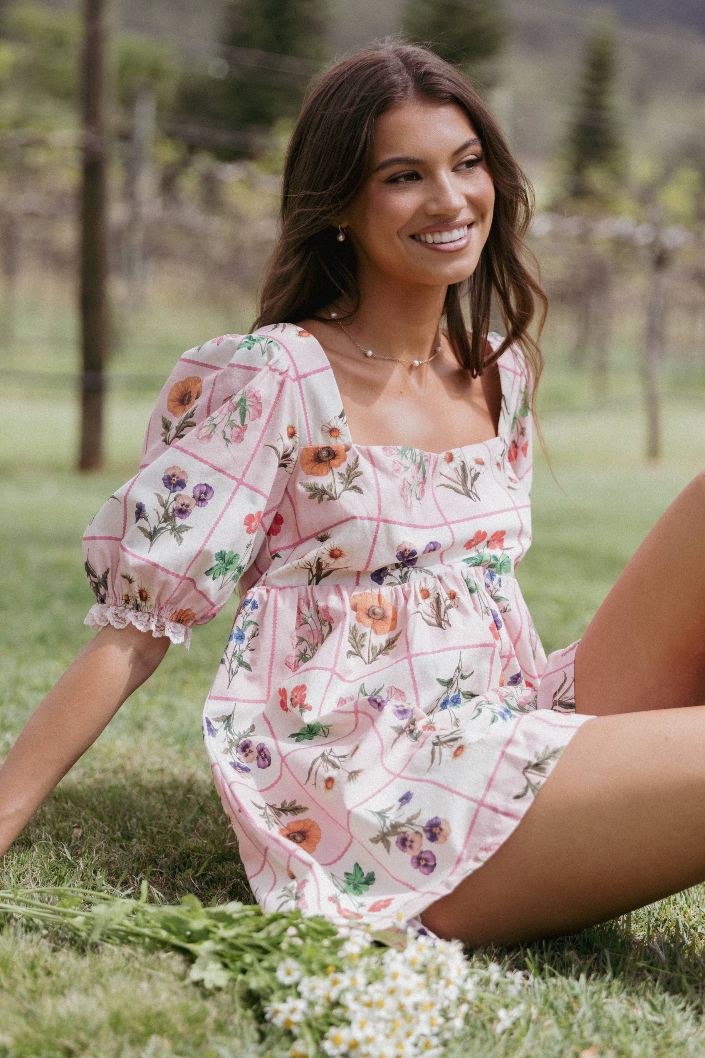 PLAYSUITS Floretta Puff Sleeve Playsuit - Flora Tile