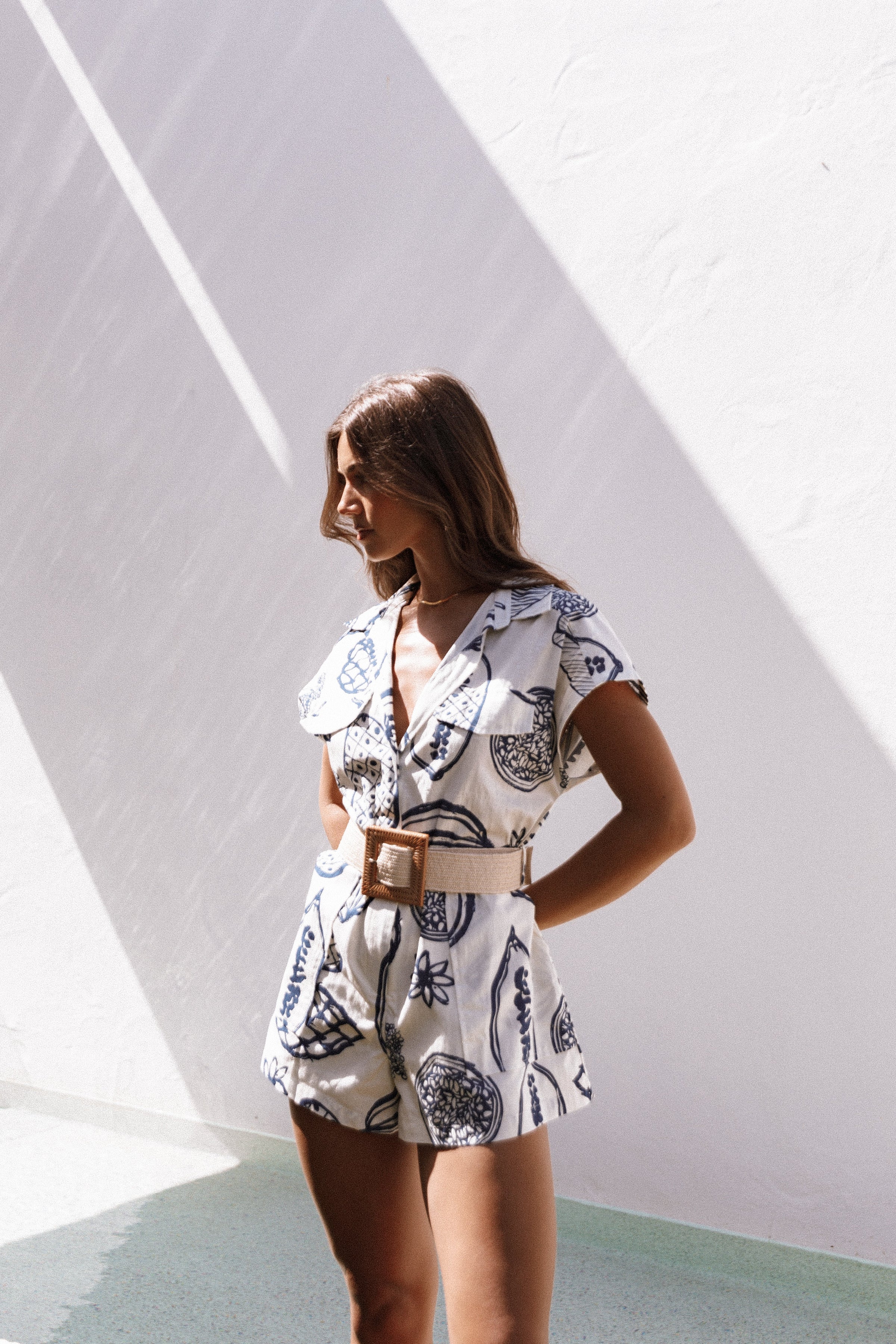 PLAYSUITS Georgina Tie Waist Playsuit - Navy