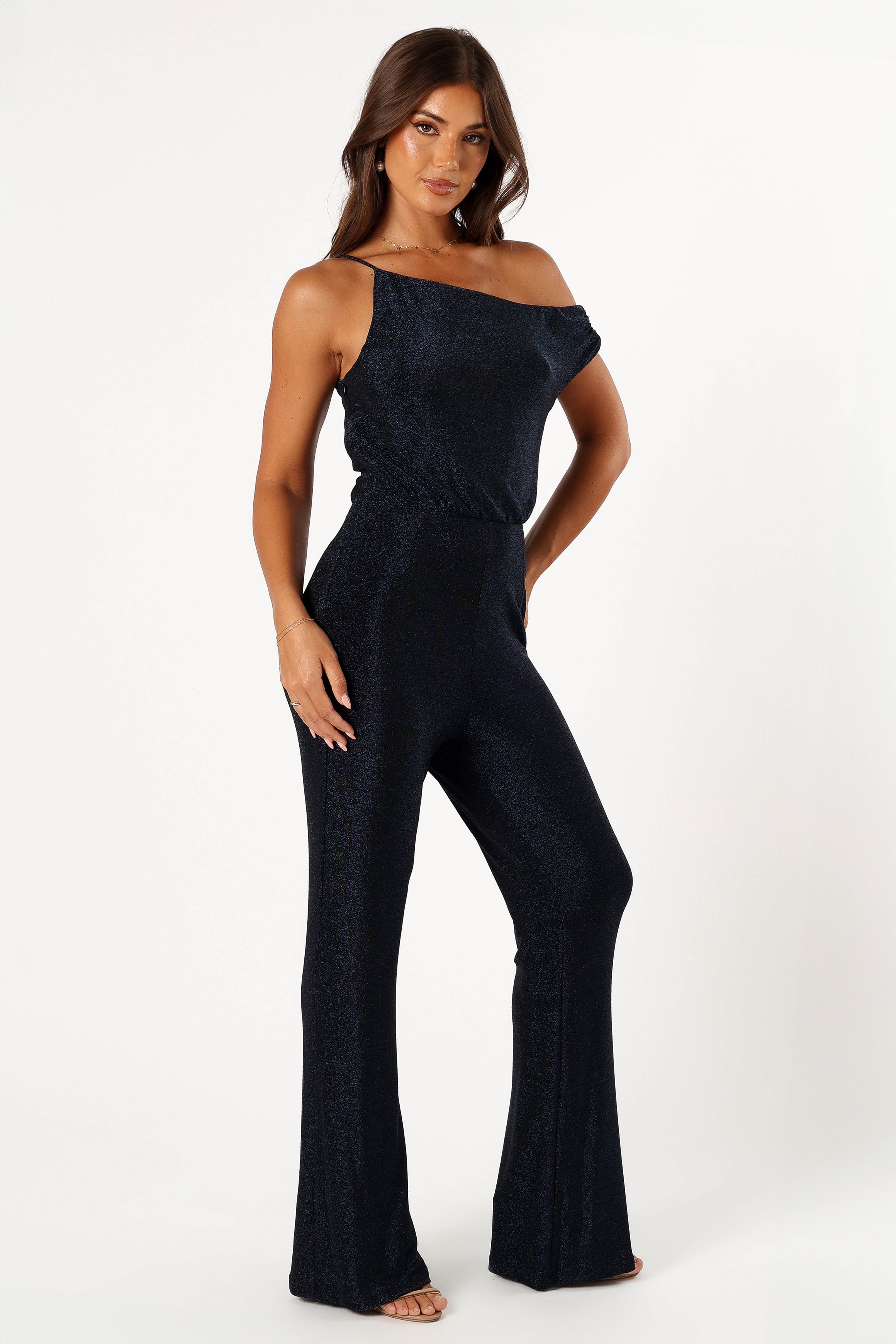 PLAYSUITS @Heather One Shoulder Jumpsuit - Navy
