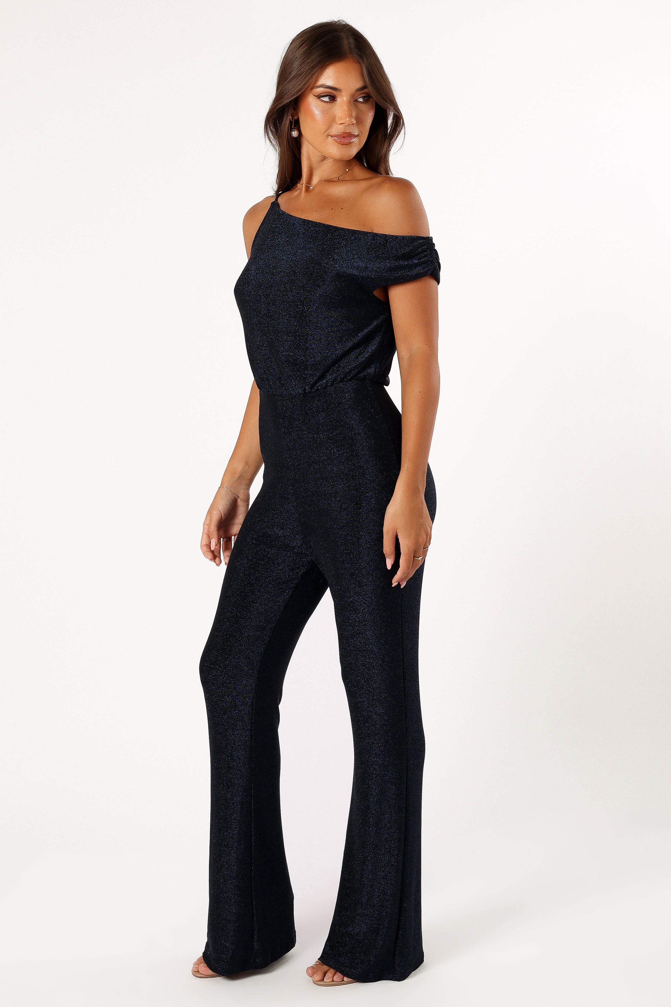 PLAYSUITS @Heather One Shoulder Jumpsuit - Navy