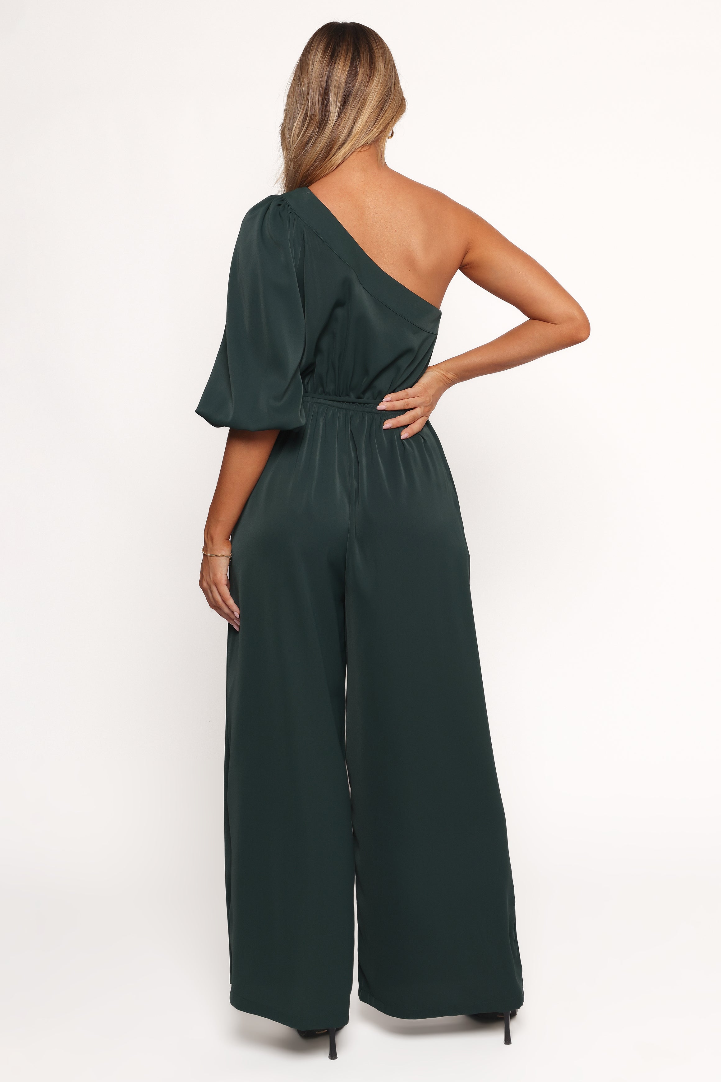 PLAYSUITS Hedda One Shoulder Jumpsuit - Emerald
