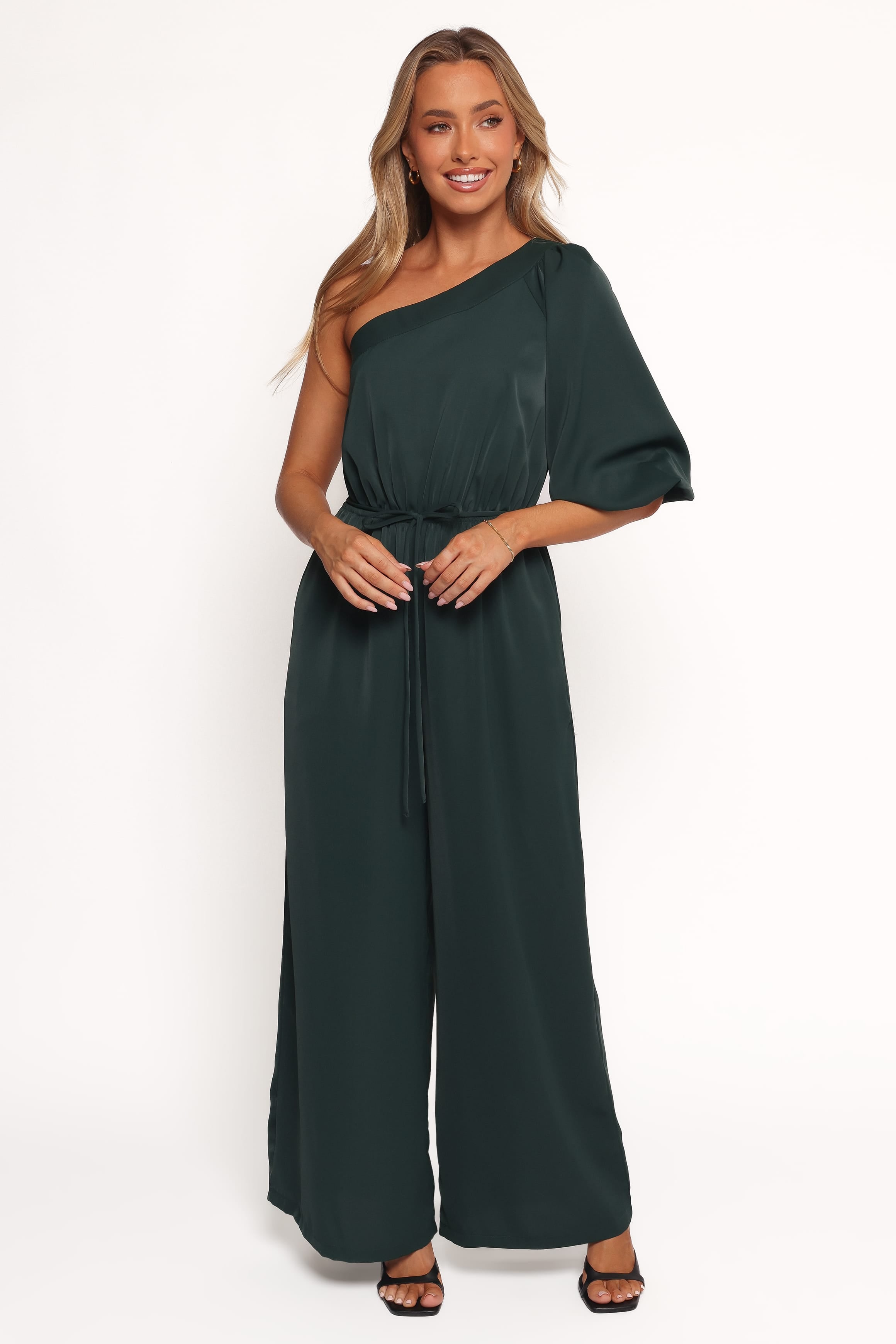 PLAYSUITS Hedda One Shoulder Jumpsuit - Emerald