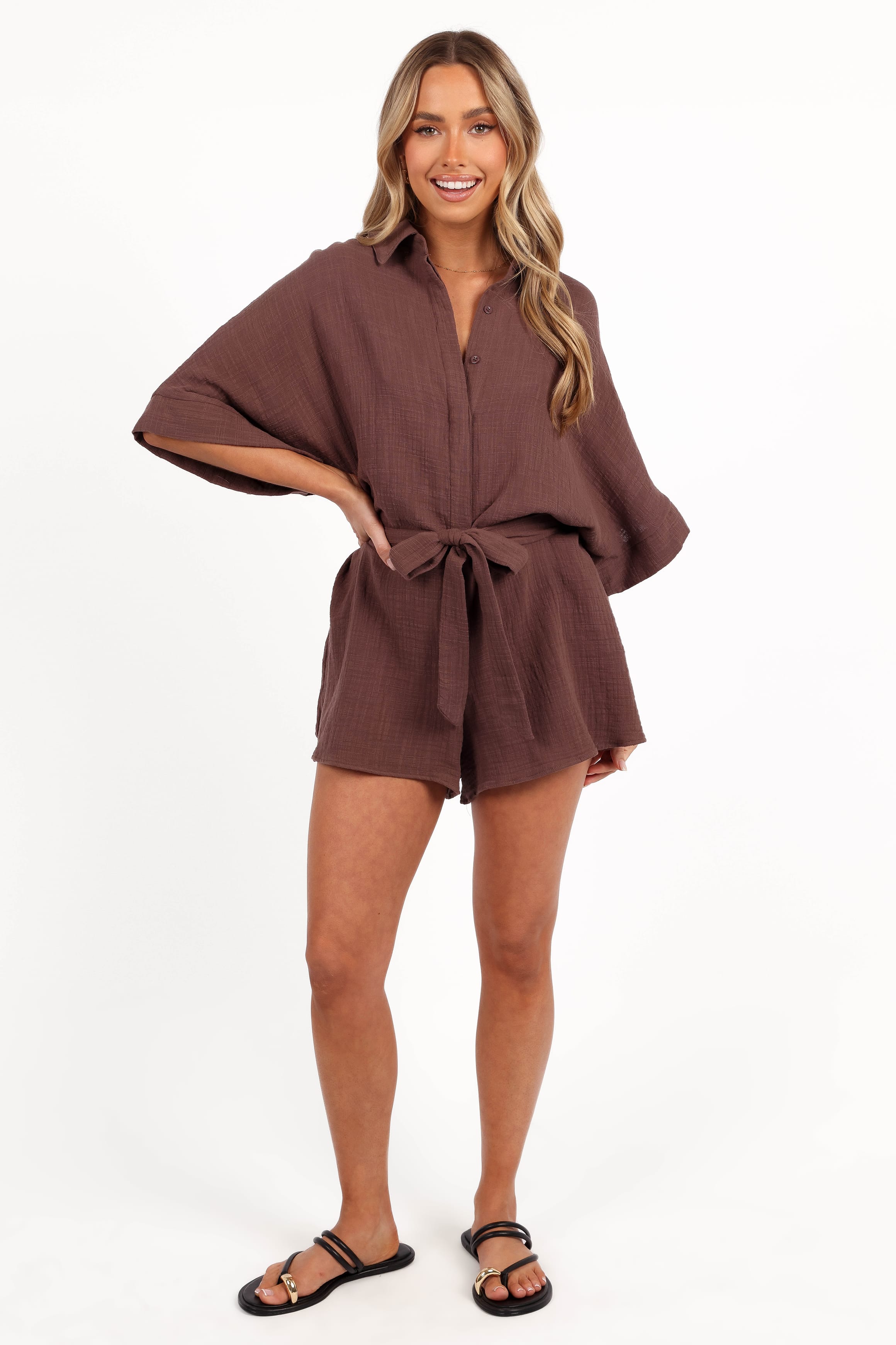 PLAYSUITS Jemmy Romper - Chocolate Brown