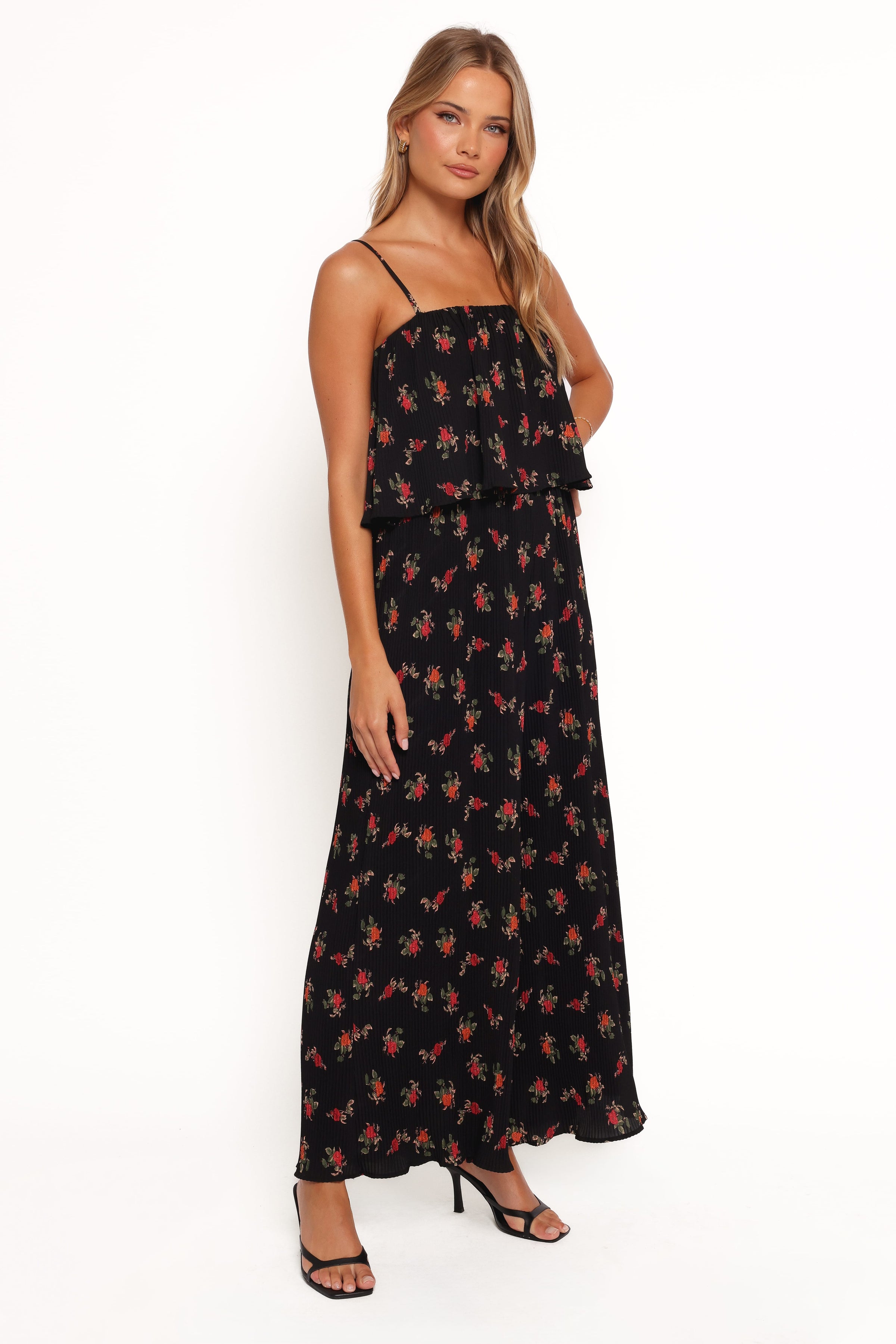 PLAYSUITS Jillian Plisse Jumpsuit - Black Rose