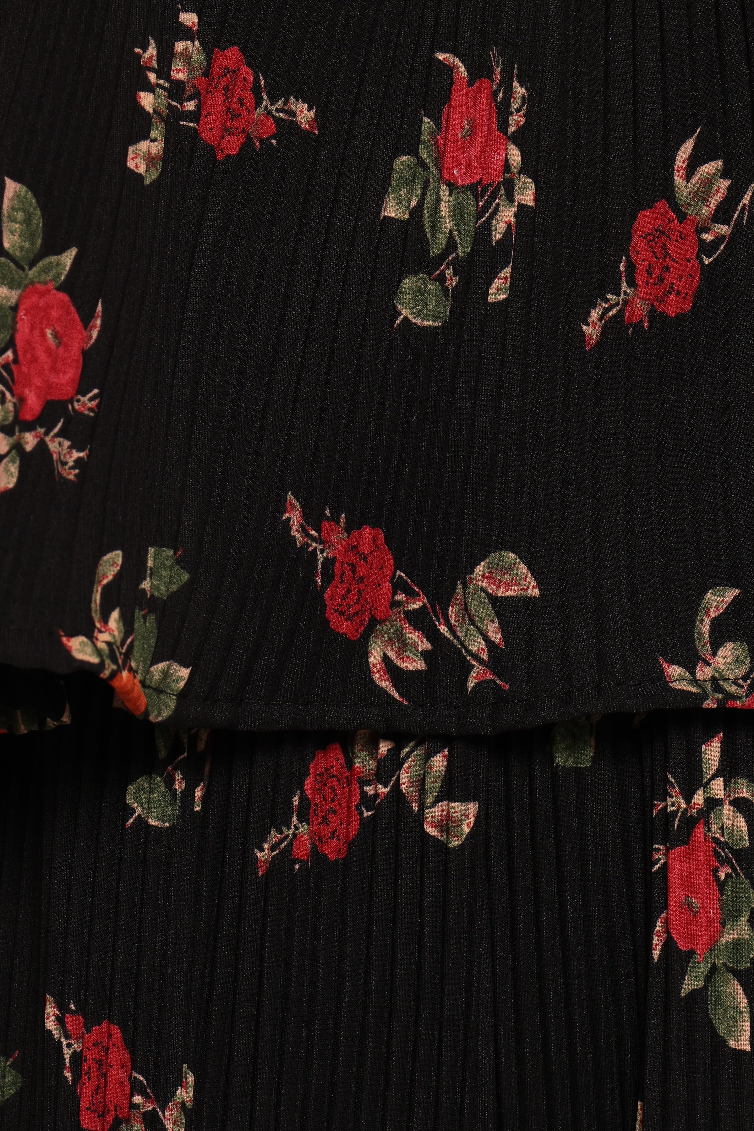 PLAYSUITS Jillian Plisse Jumpsuit - Black Rose