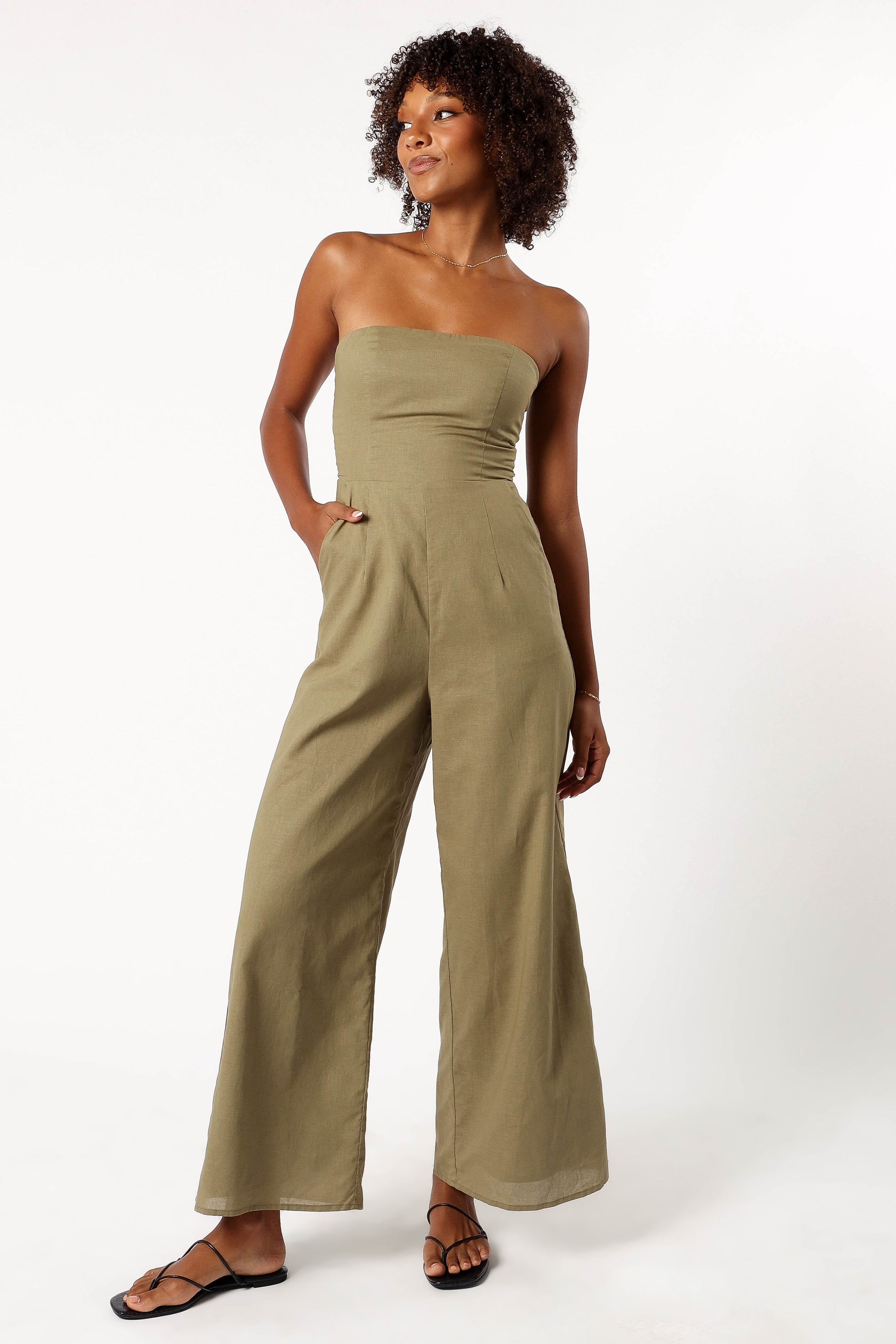 PLAYSUITS @Jodie Strapless Jumpsuit - Olive