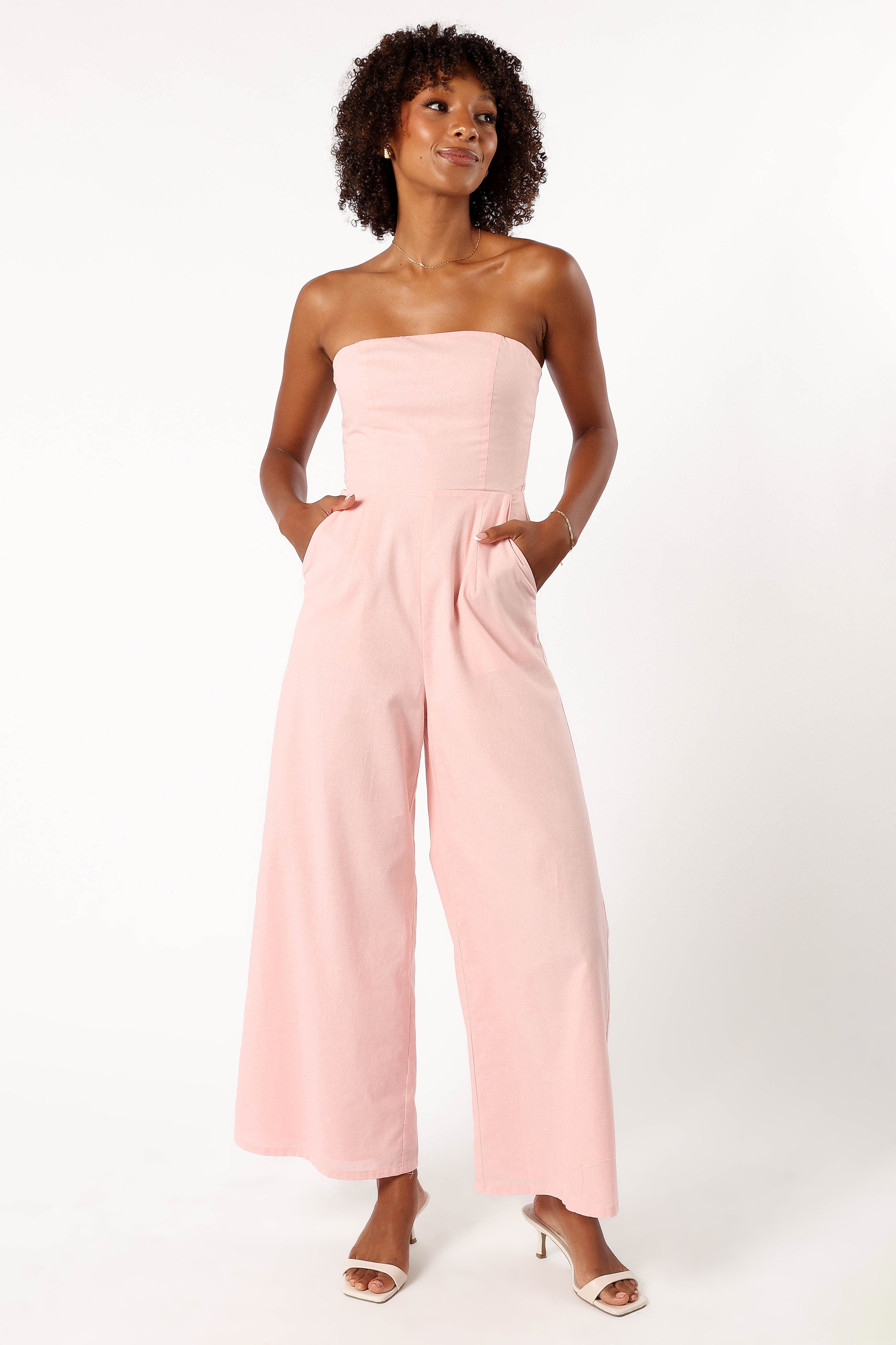 PLAYSUITS @Jodie Strapless Jumpsuit - Pale Pink (Hold for Transitional Essentials)