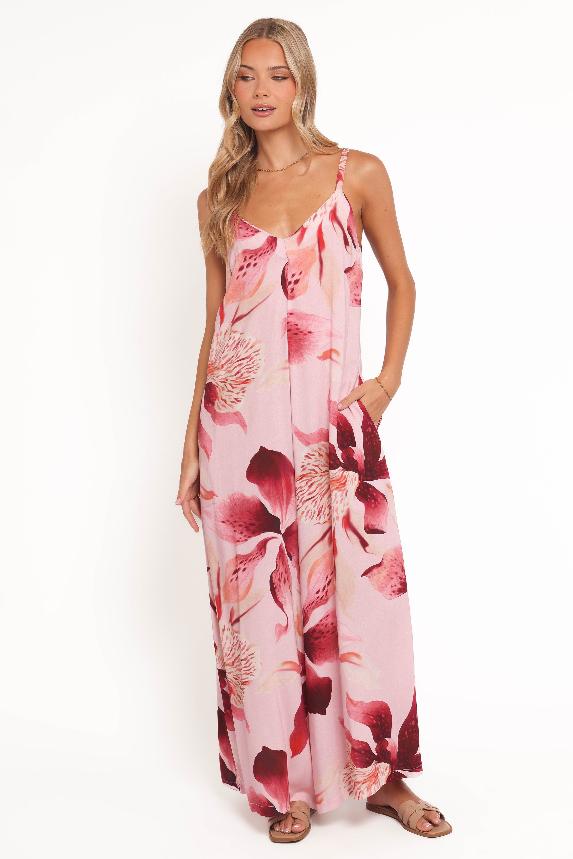 PLAYSUITS Kiki Wide Leg Jumpsuit - Blush Floral