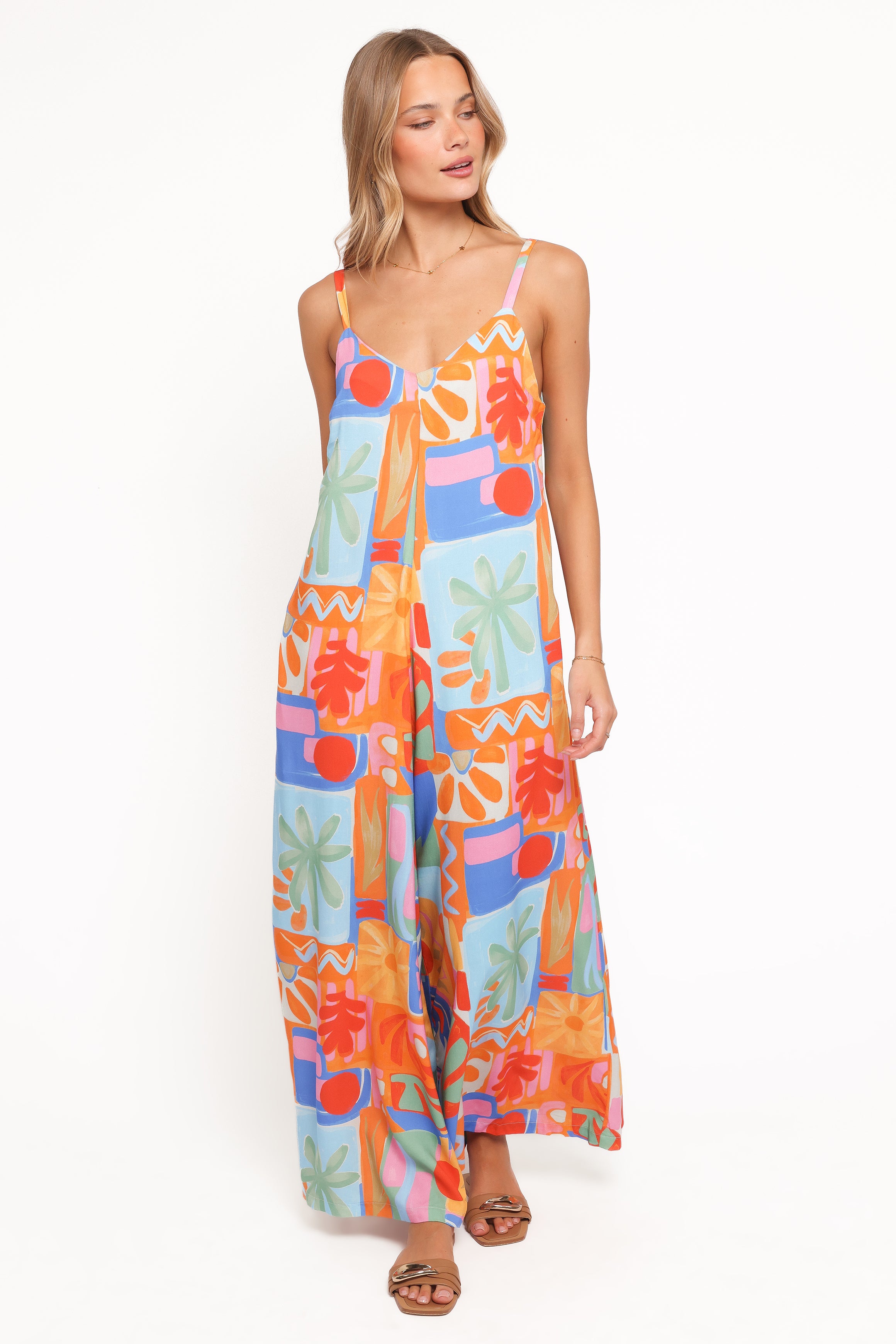 PLAYSUITS Kiki Wide Leg Jumpsuit - Orange Colorwave