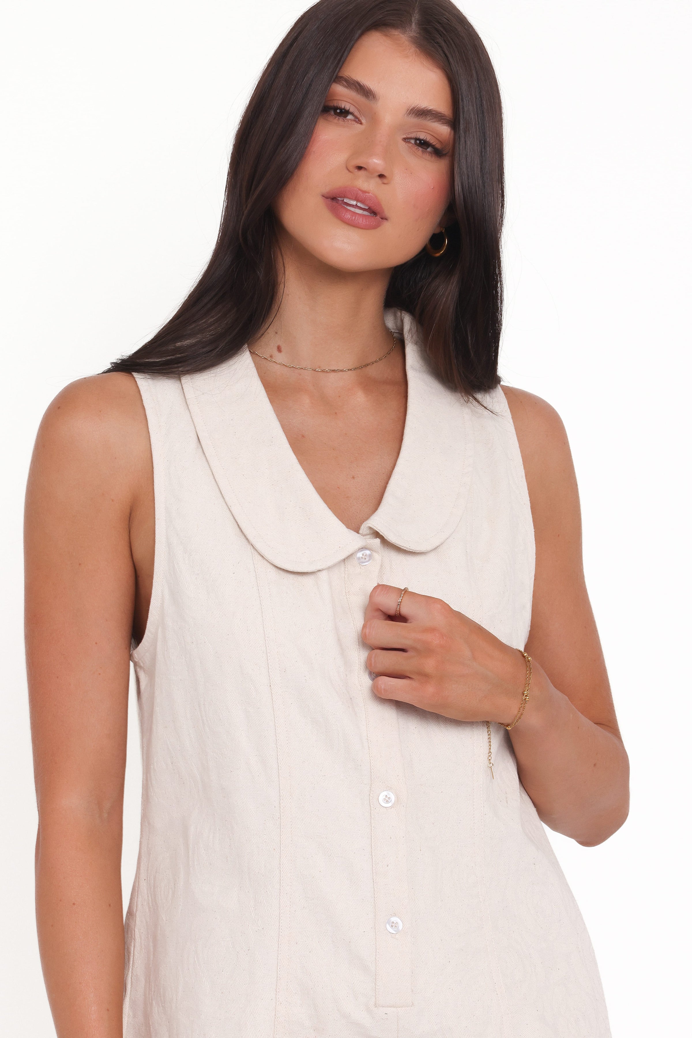 PLAYSUITS @Lavina Collared Playsuit - Cream