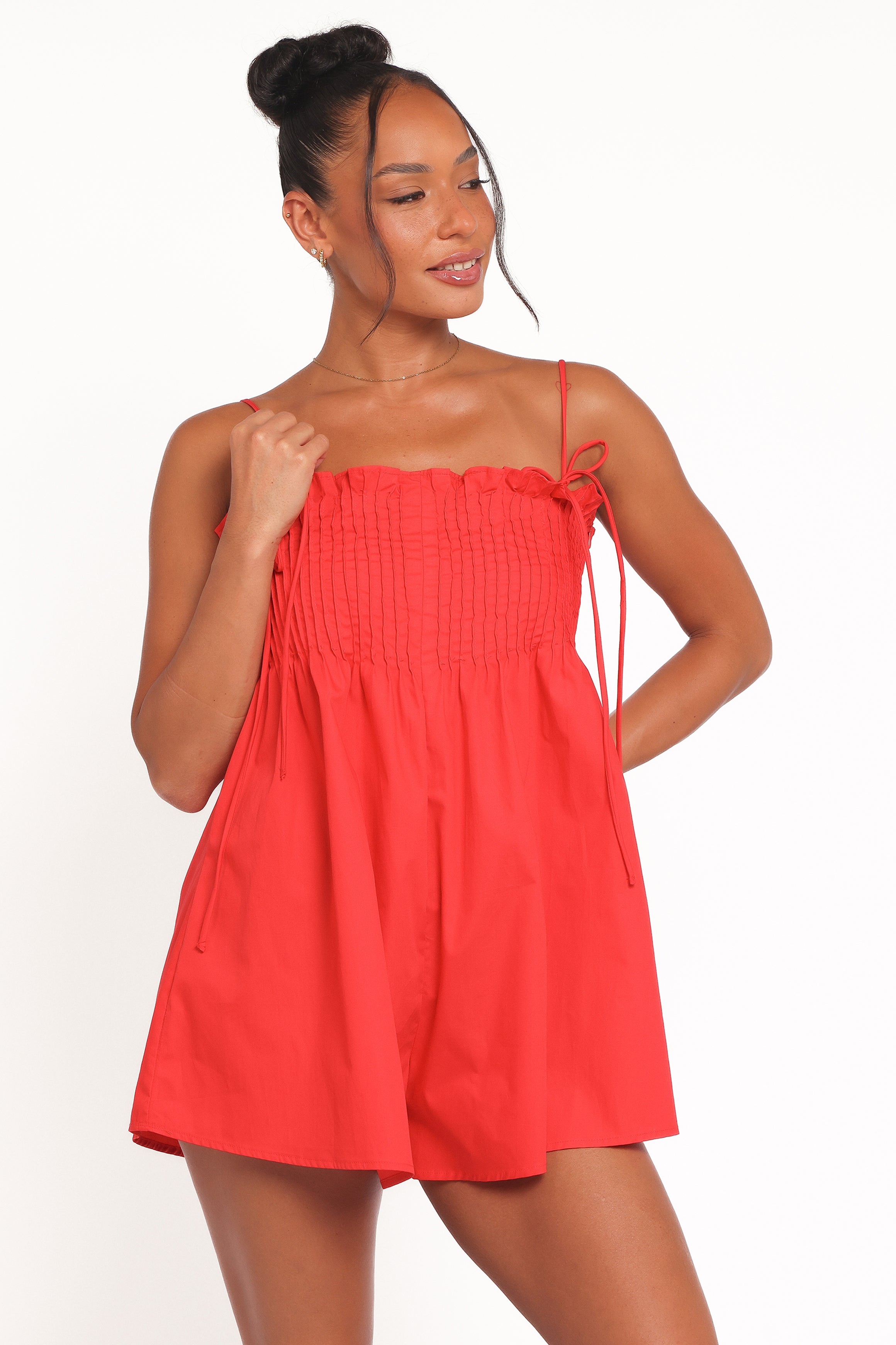 PLAYSUITS Liora Pleated Playsuit - Red