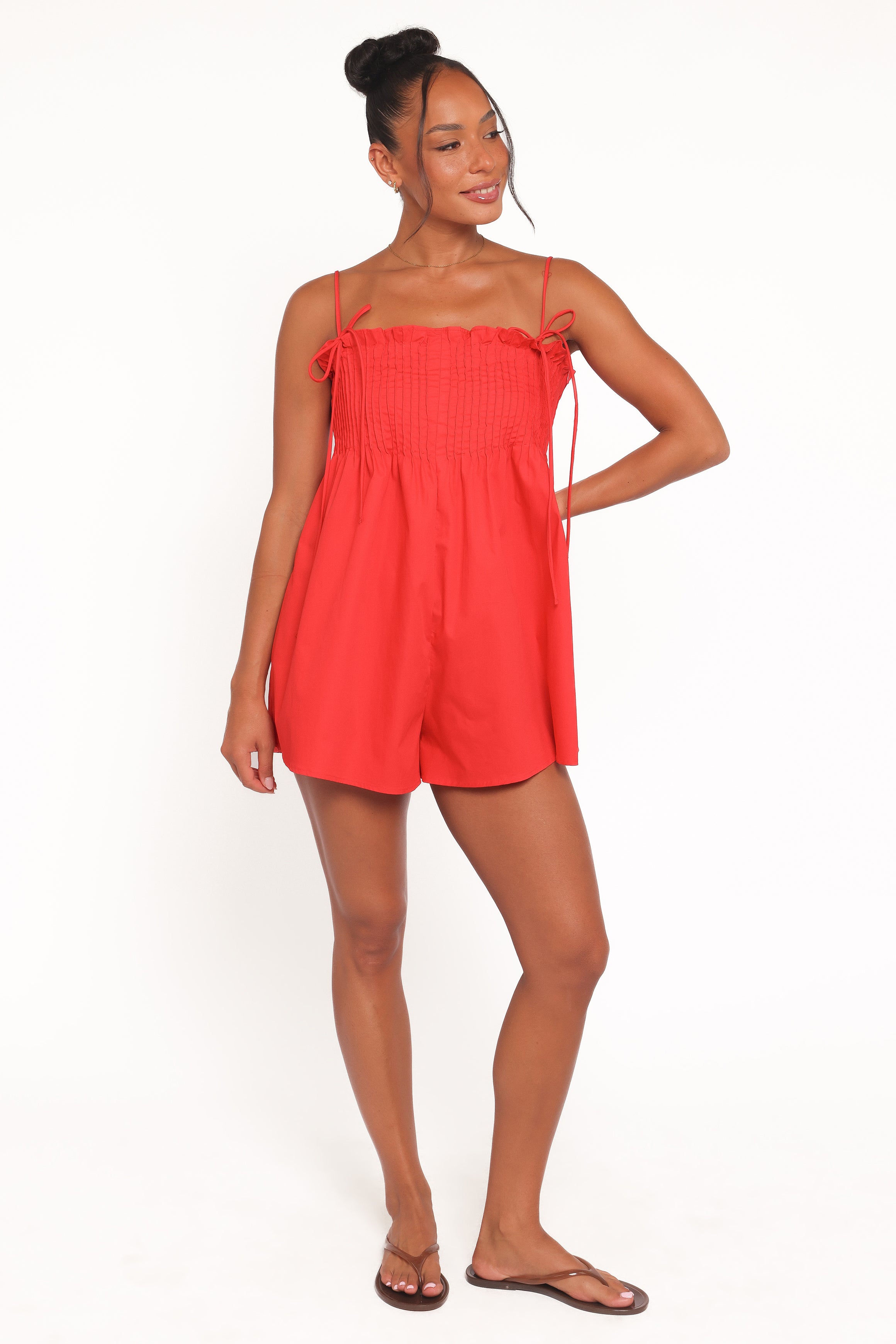 PLAYSUITS Liora Pleated Playsuit - Red