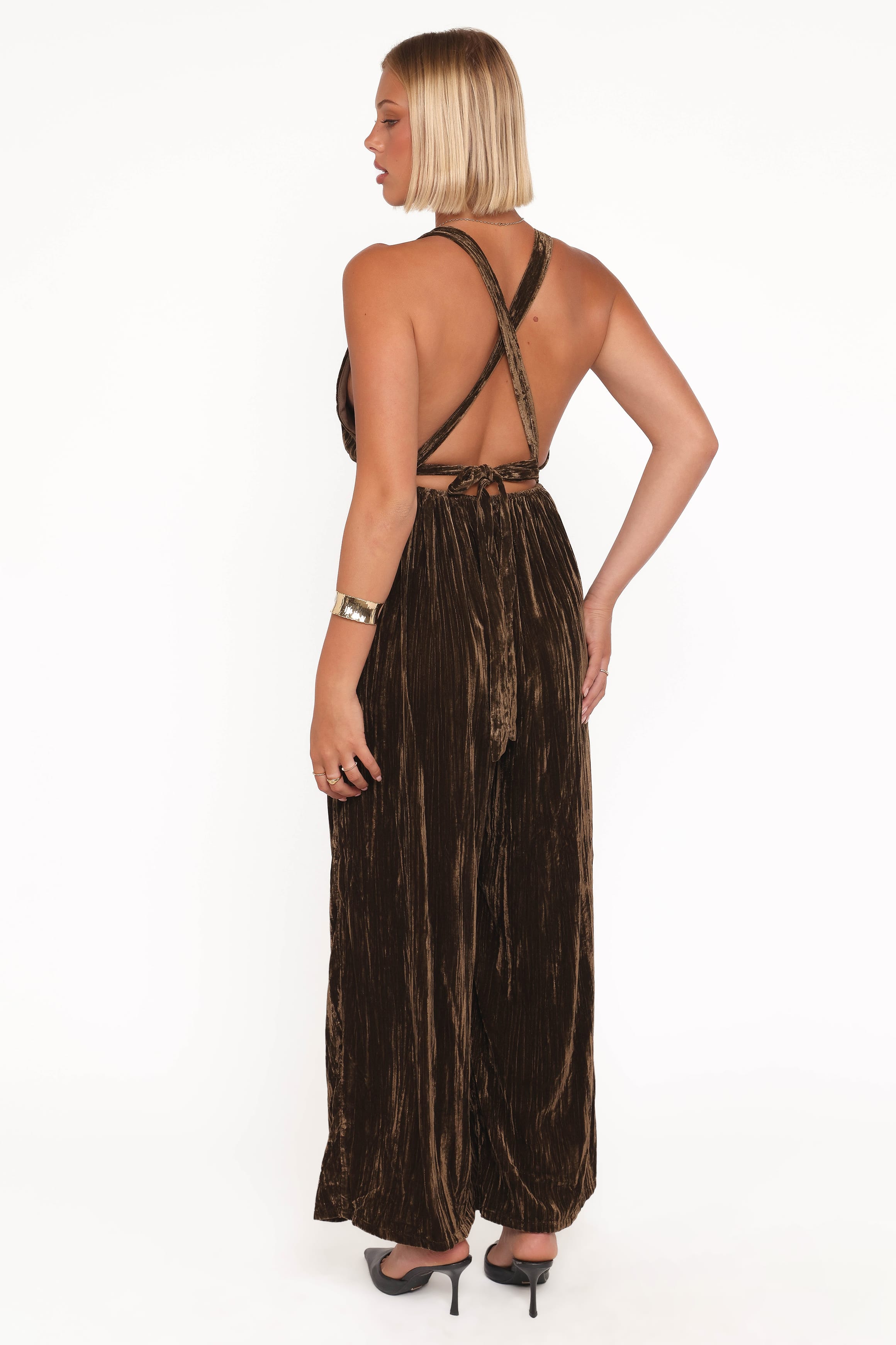 PLAYSUITS Melody Velvet Jumpsuit - Mocha Olive