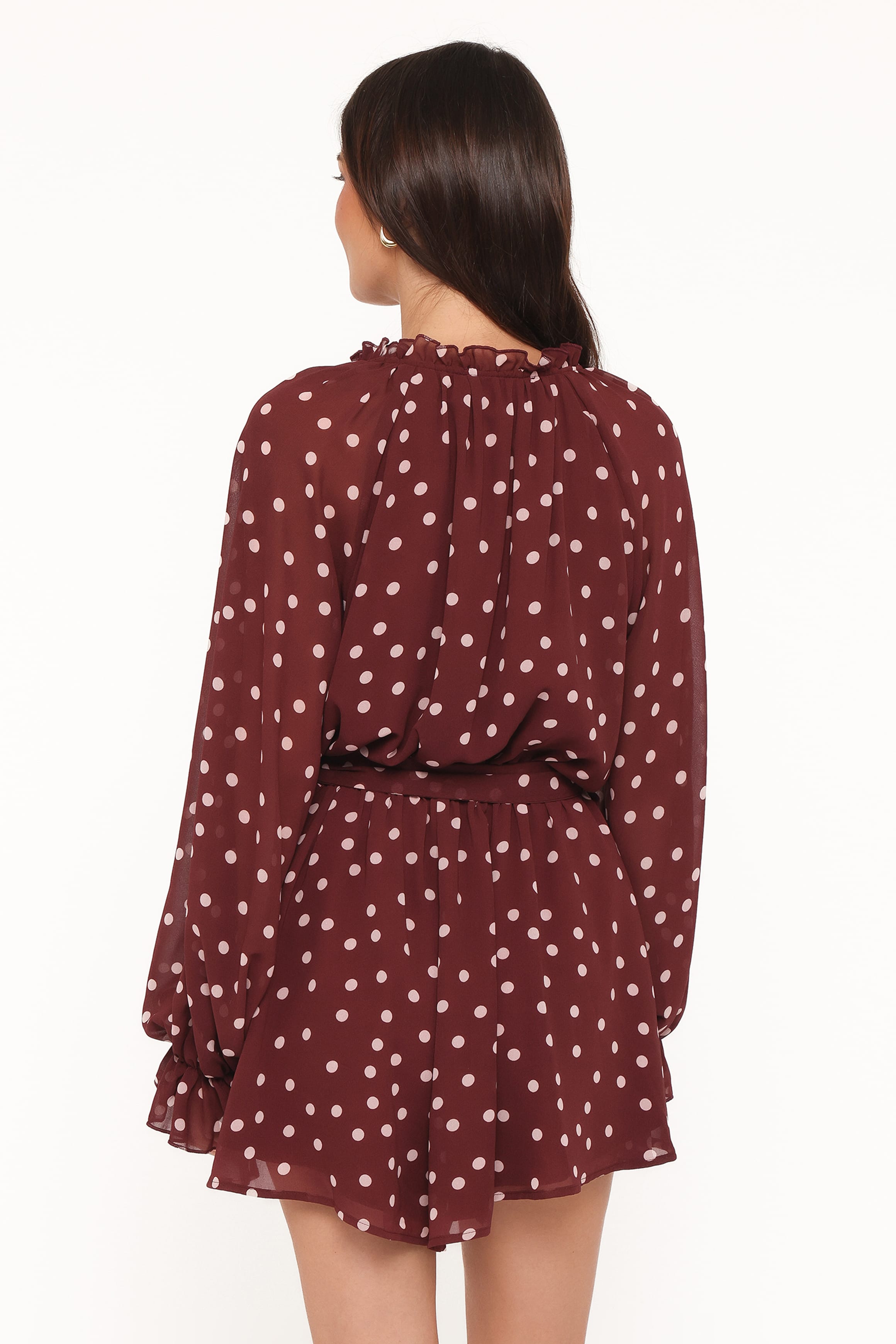 PLAYSUITS @Michelle Playsuit - Burgundy Polka Dot