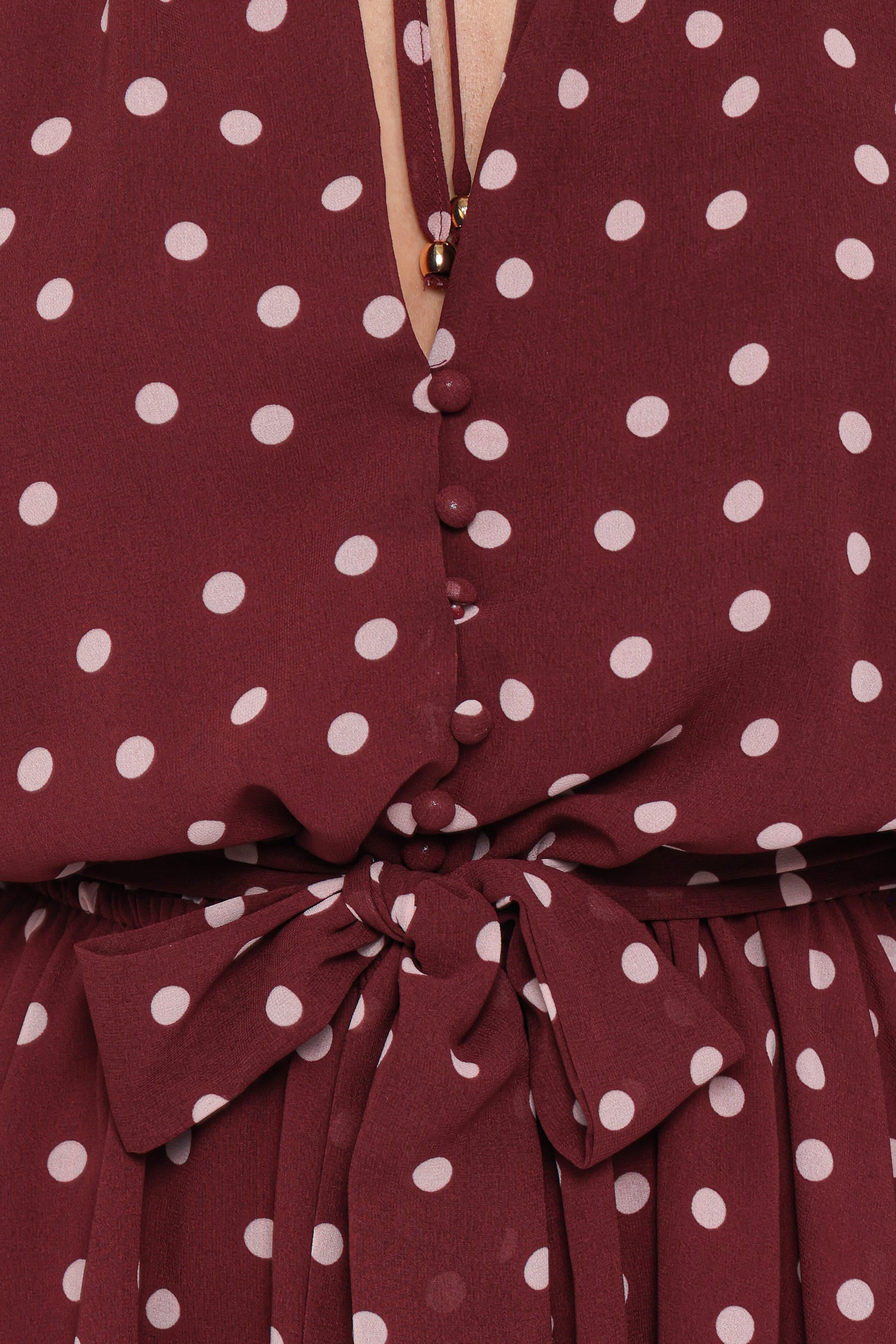 PLAYSUITS @Michelle Playsuit - Burgundy Polka Dot