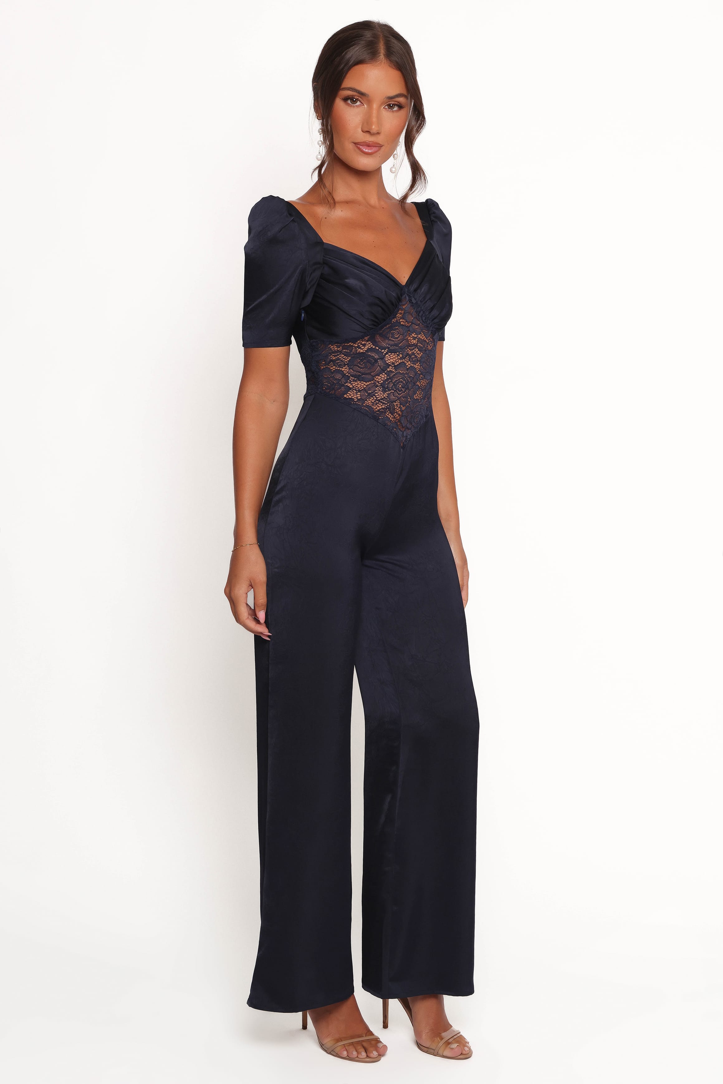 PLAYSUITS Milana Lace Inset Jumpsuit - Navy