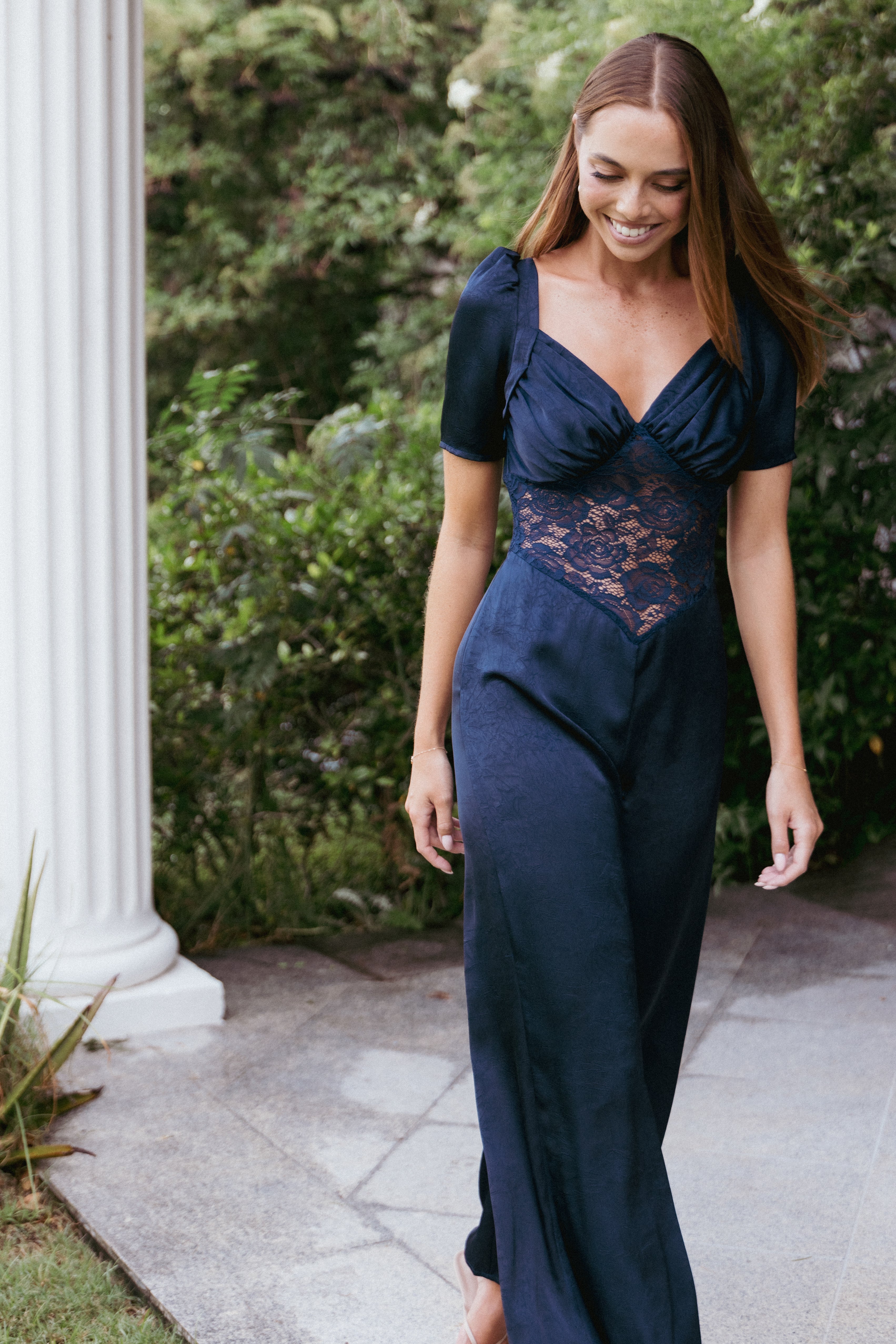 PLAYSUITS Milana Lace Inset Jumpsuit - Navy