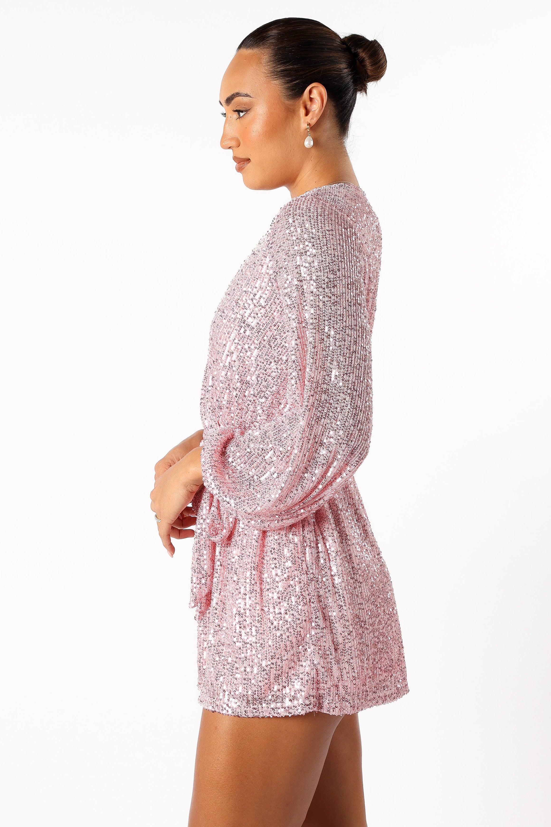 PLAYSUITS @Monica Sequin Romper - Pink
