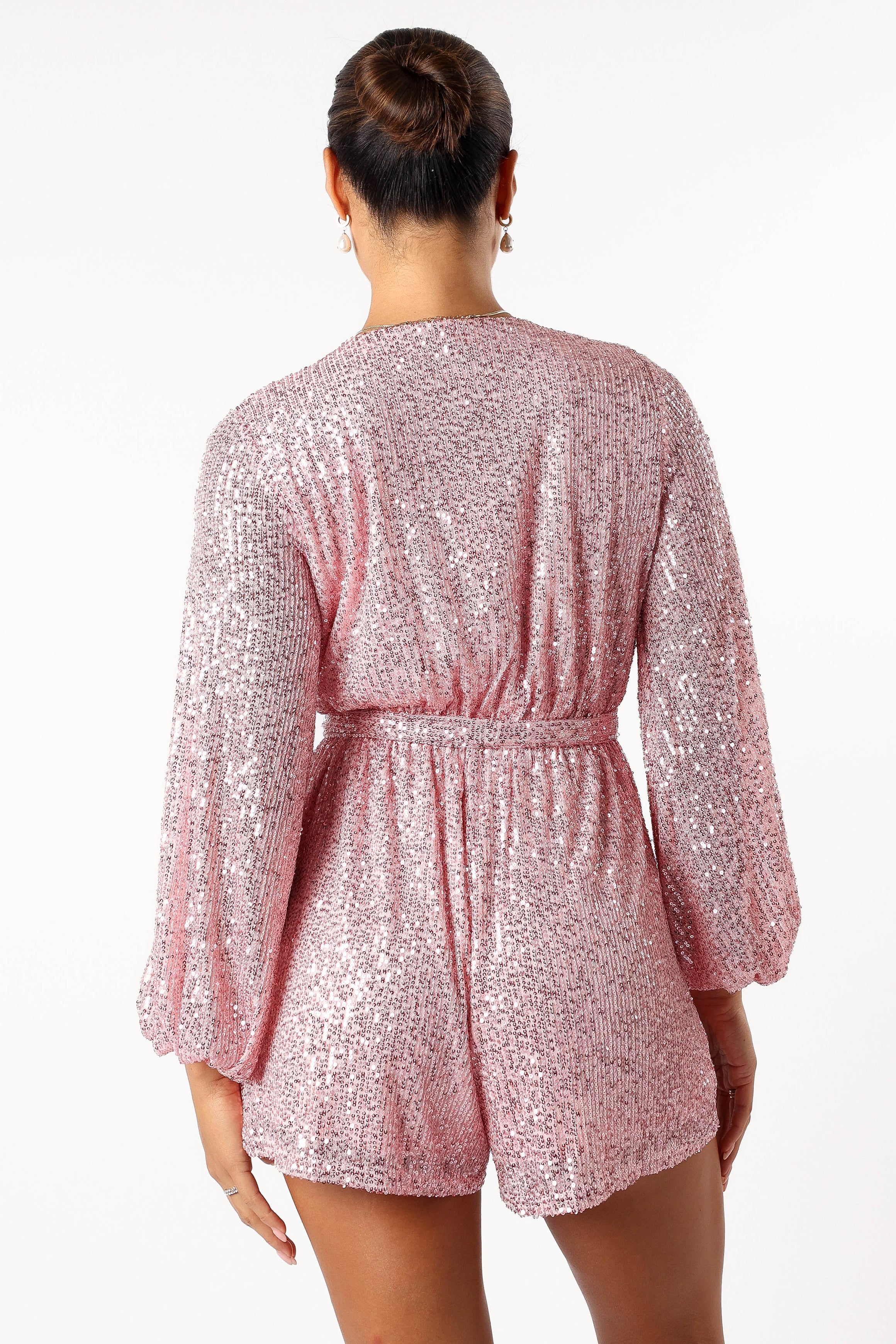 PLAYSUITS @Monica Sequin Romper - Pink