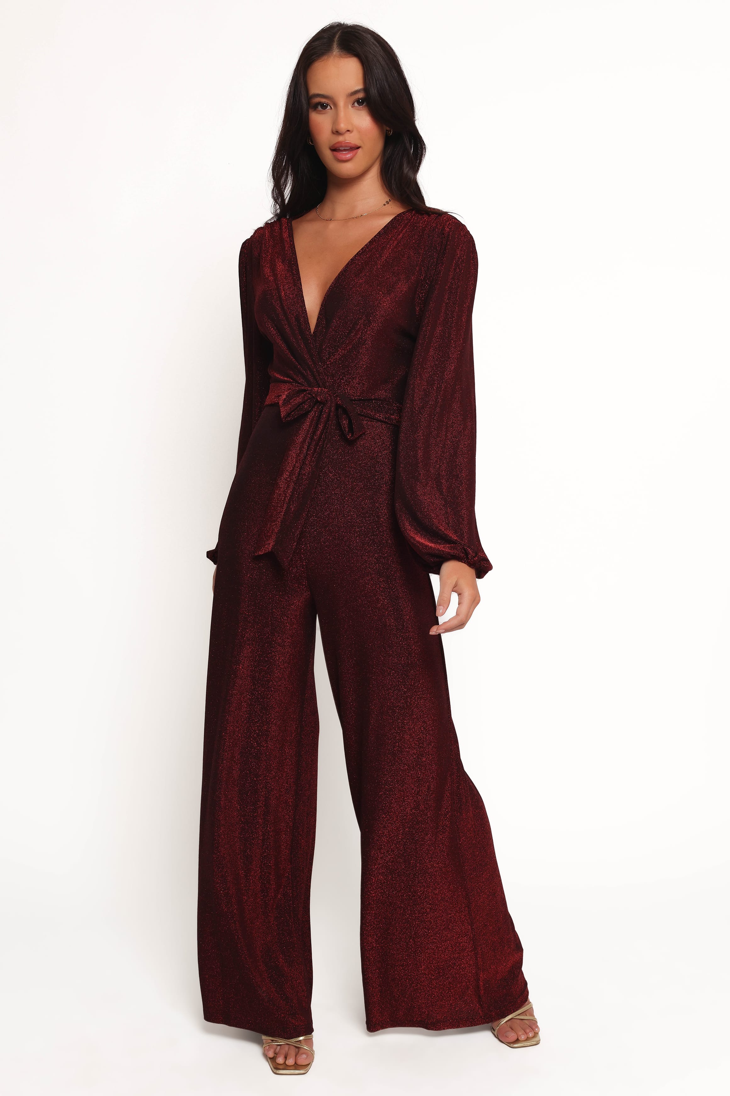 PLAYSUITS Nora Long Sleeve Jumpsuit - Red