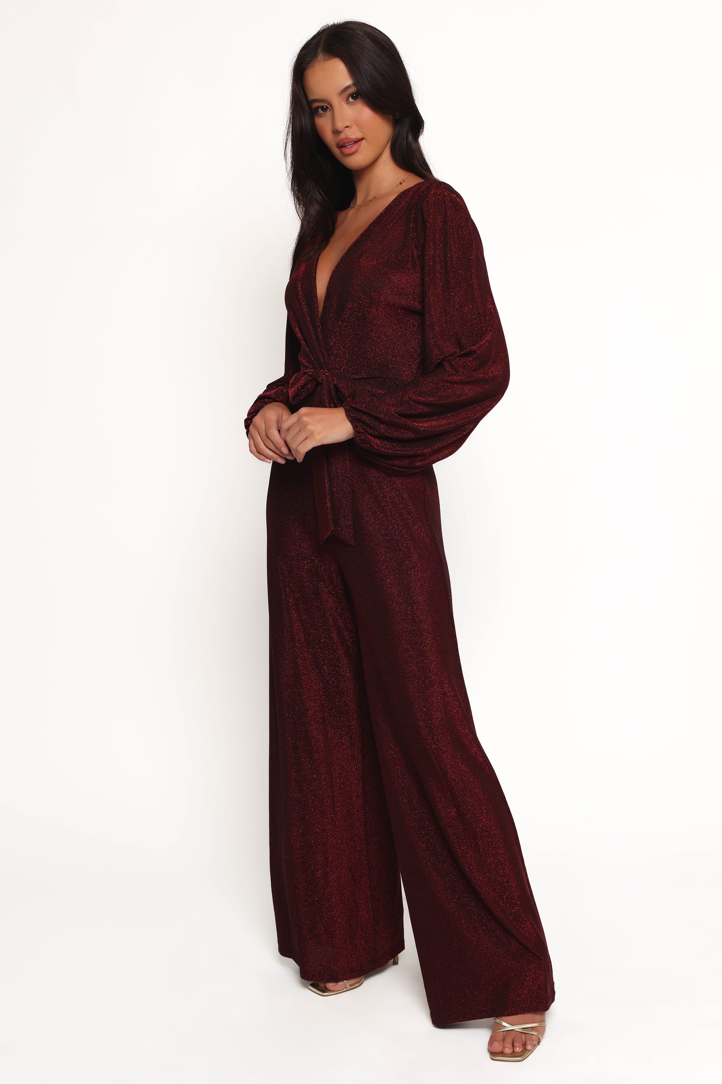 PLAYSUITS Nora Long Sleeve Jumpsuit - Red