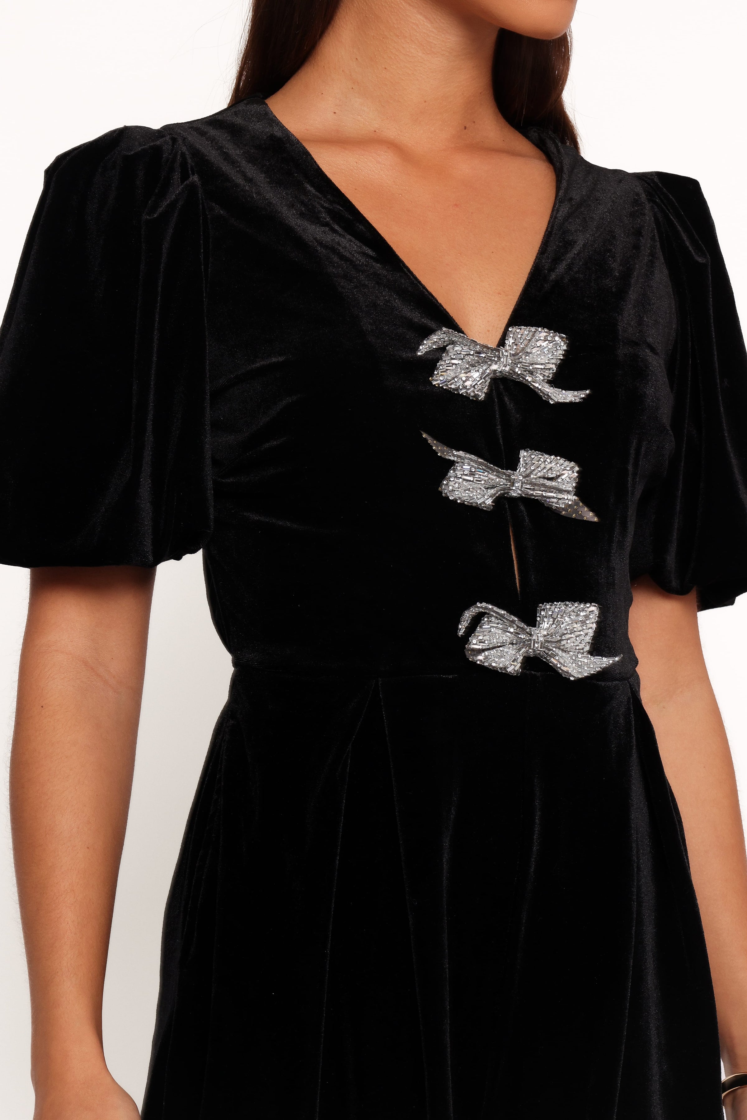 PLAYSUITS Norah Velvet Romper - Black