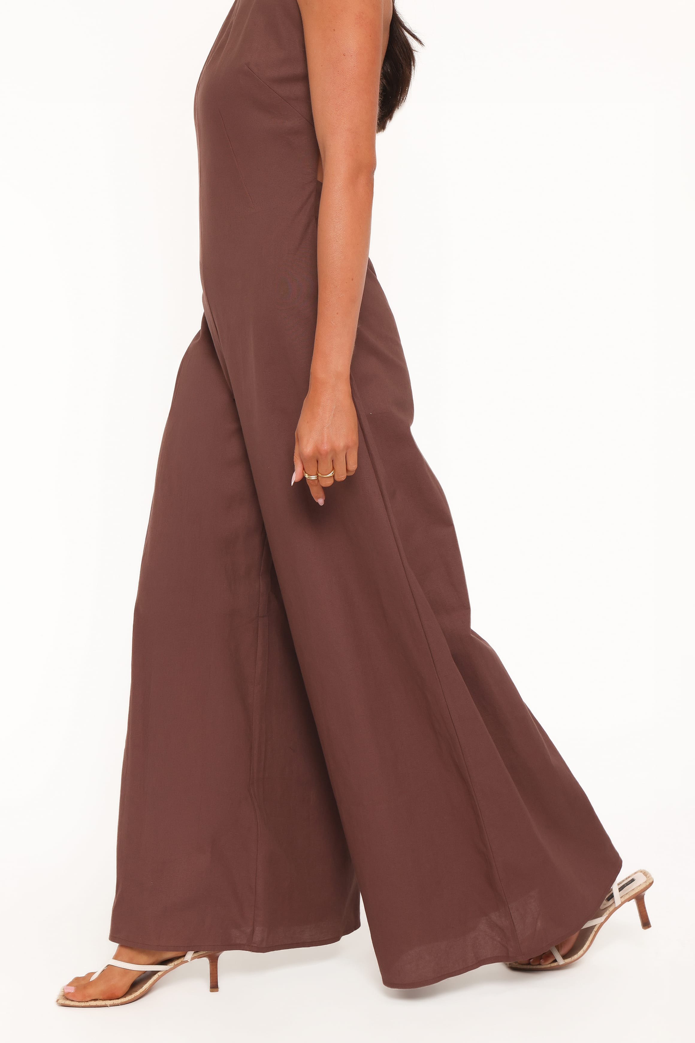 PLAYSUITS Ophilia Open Back Jumpsuit - Dark Brown