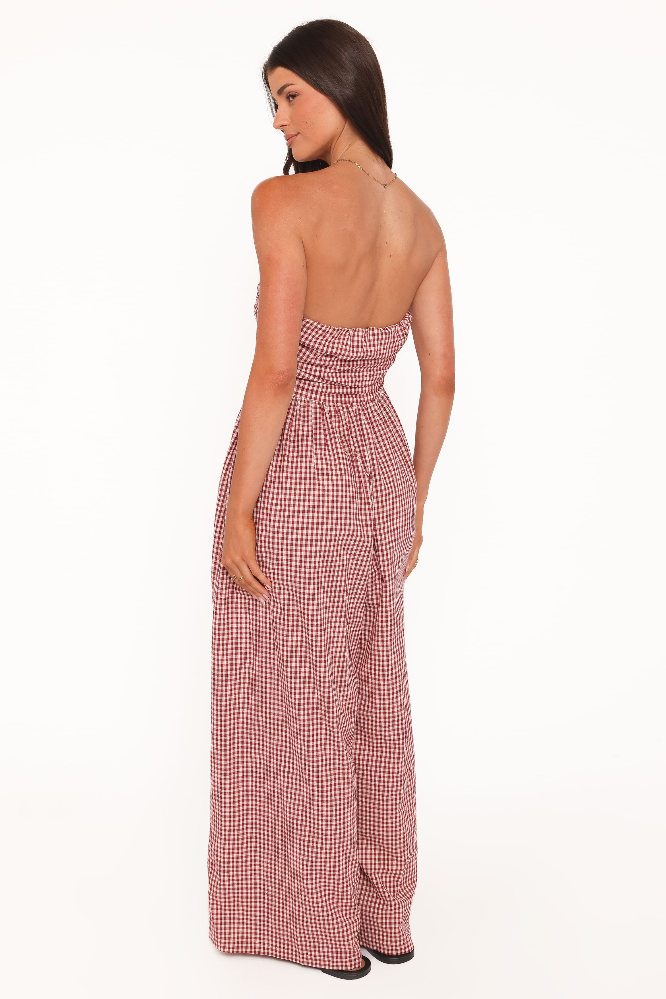 PLAYSUITS @Paige Strapless Jumpsuit - Red Gingham