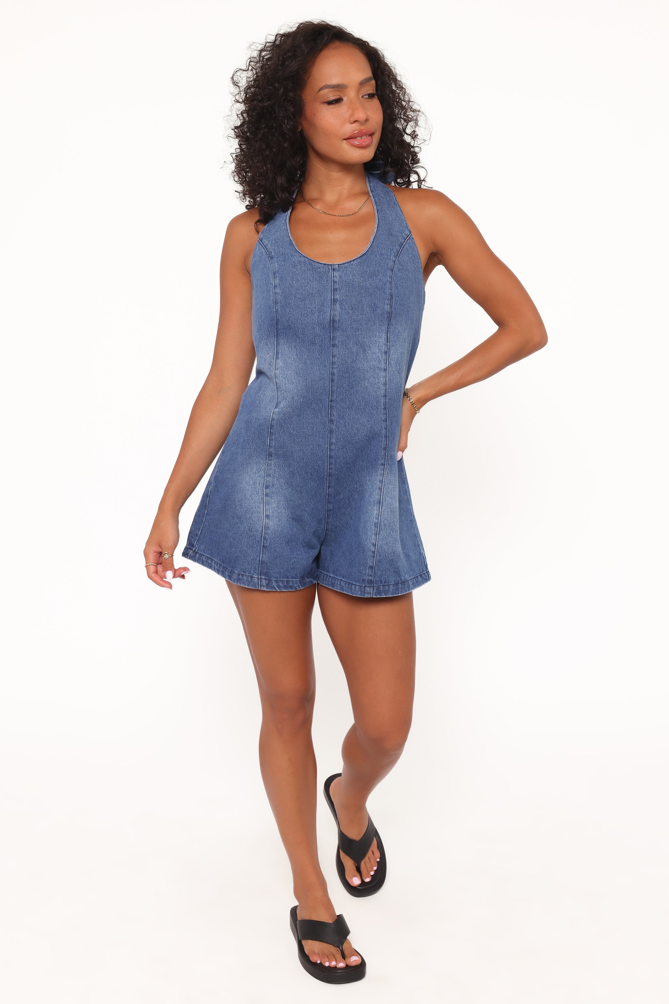 PLAYSUITS Paityn Denim Playsuit - Dark Wash