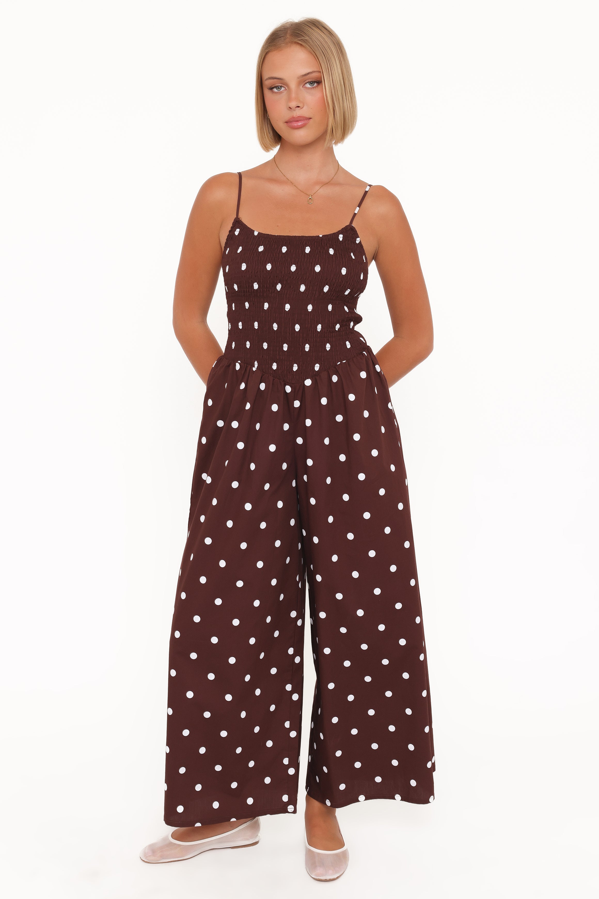 PLAYSUITS Paloma Jumpsuit - Chocolate Polka Dot