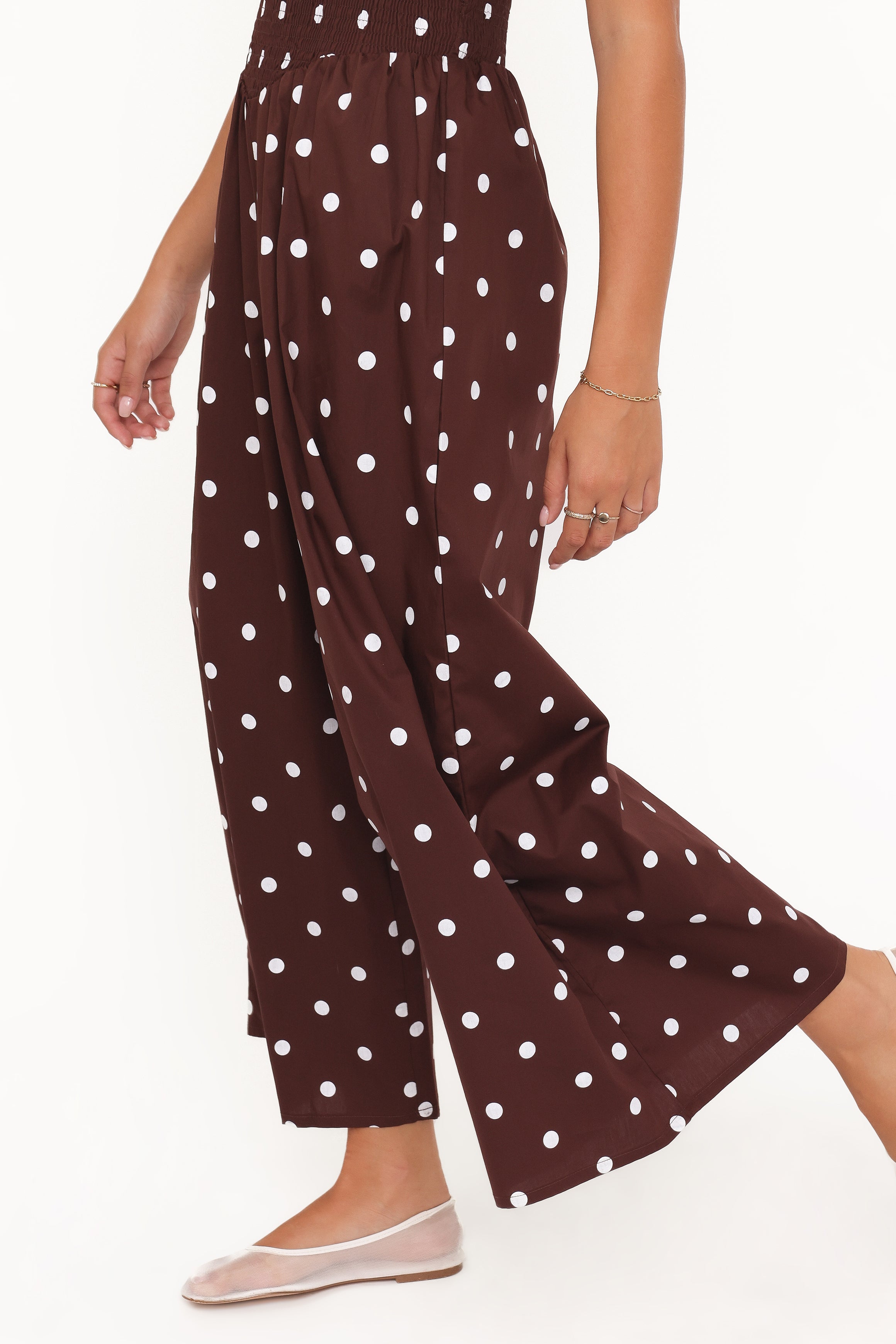 PLAYSUITS Paloma Jumpsuit - Chocolate Polka Dot