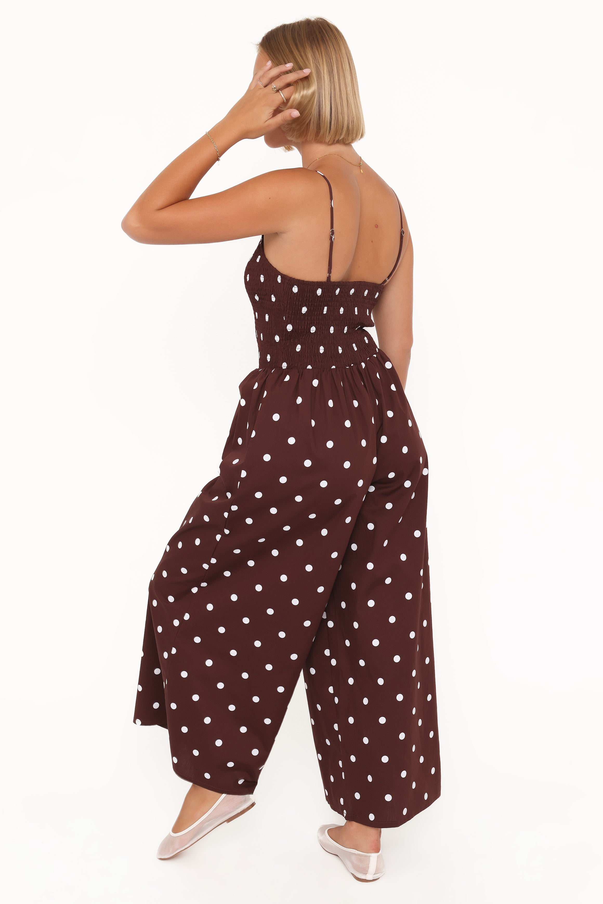 PLAYSUITS Paloma Jumpsuit - Chocolate Polka Dot