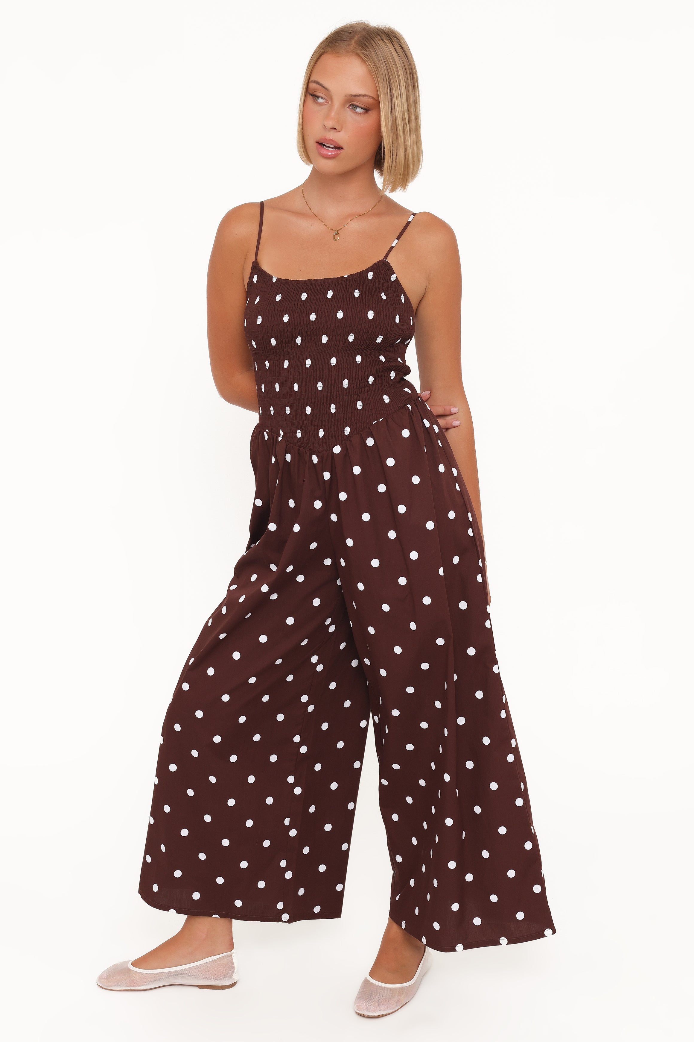 PLAYSUITS Paloma Jumpsuit - Chocolate Polka Dot