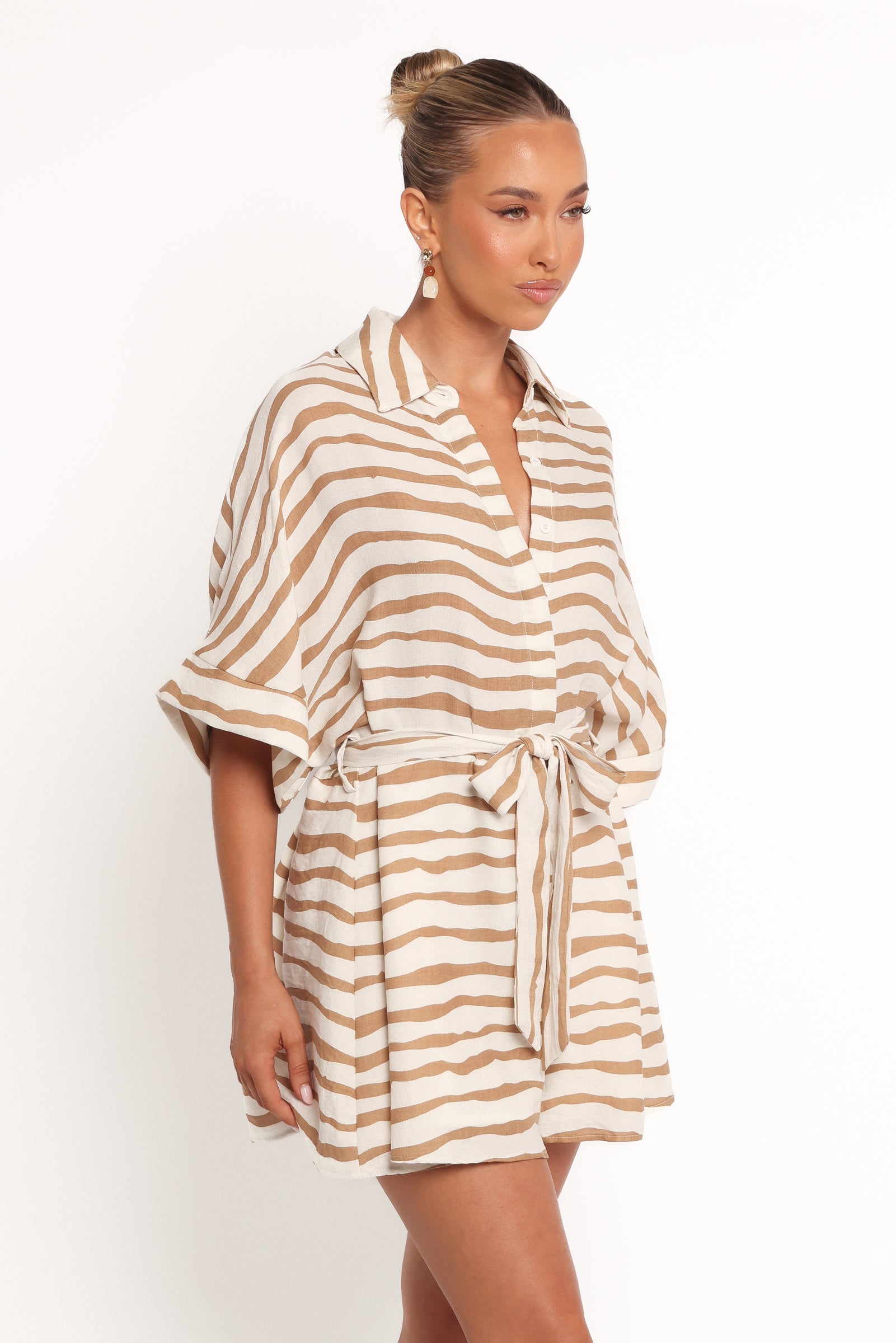 PLAYSUITS Peppiatt Batwing Playsuit - Tan Stripe