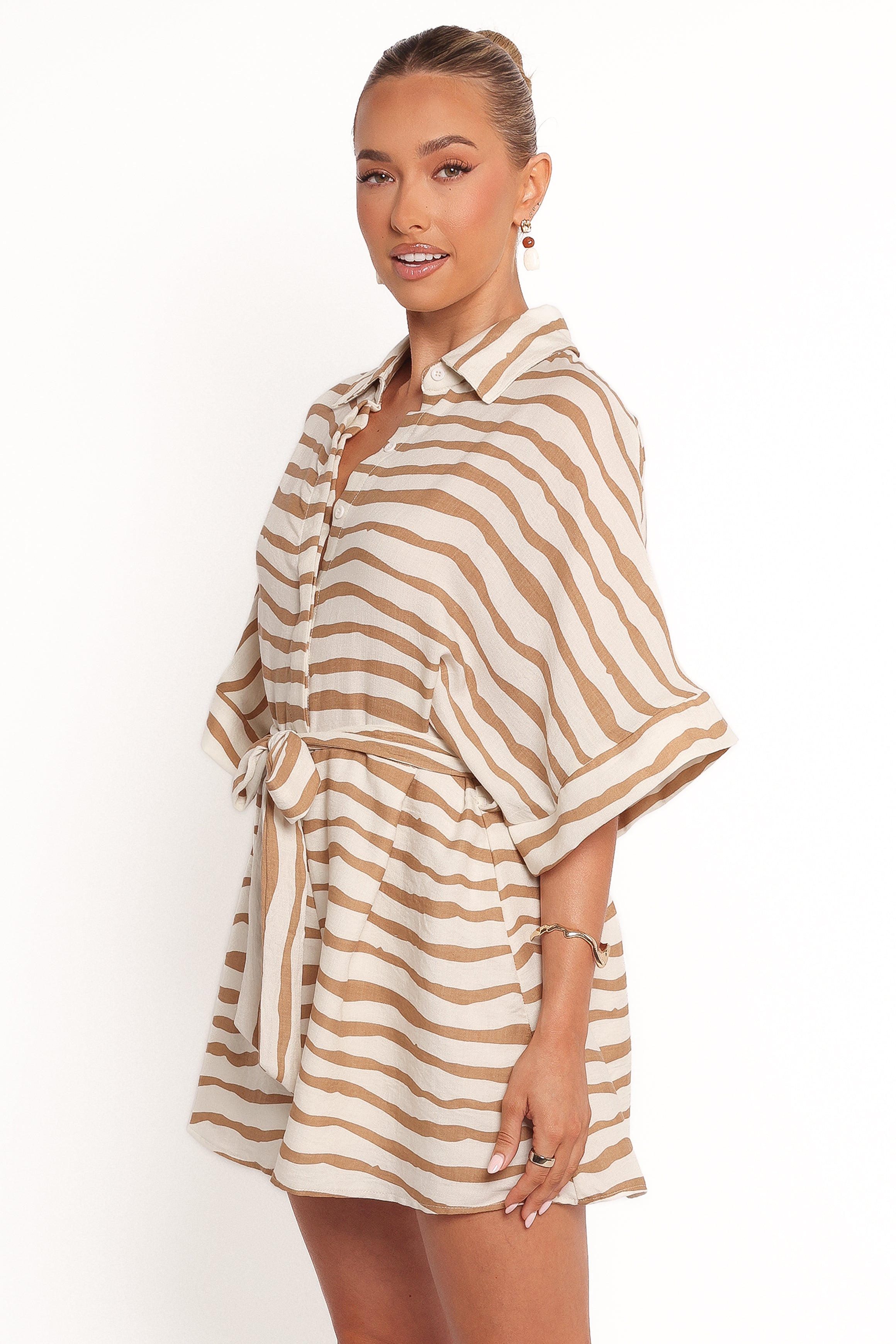 PLAYSUITS Peppiatt Batwing Playsuit - Tan Stripe