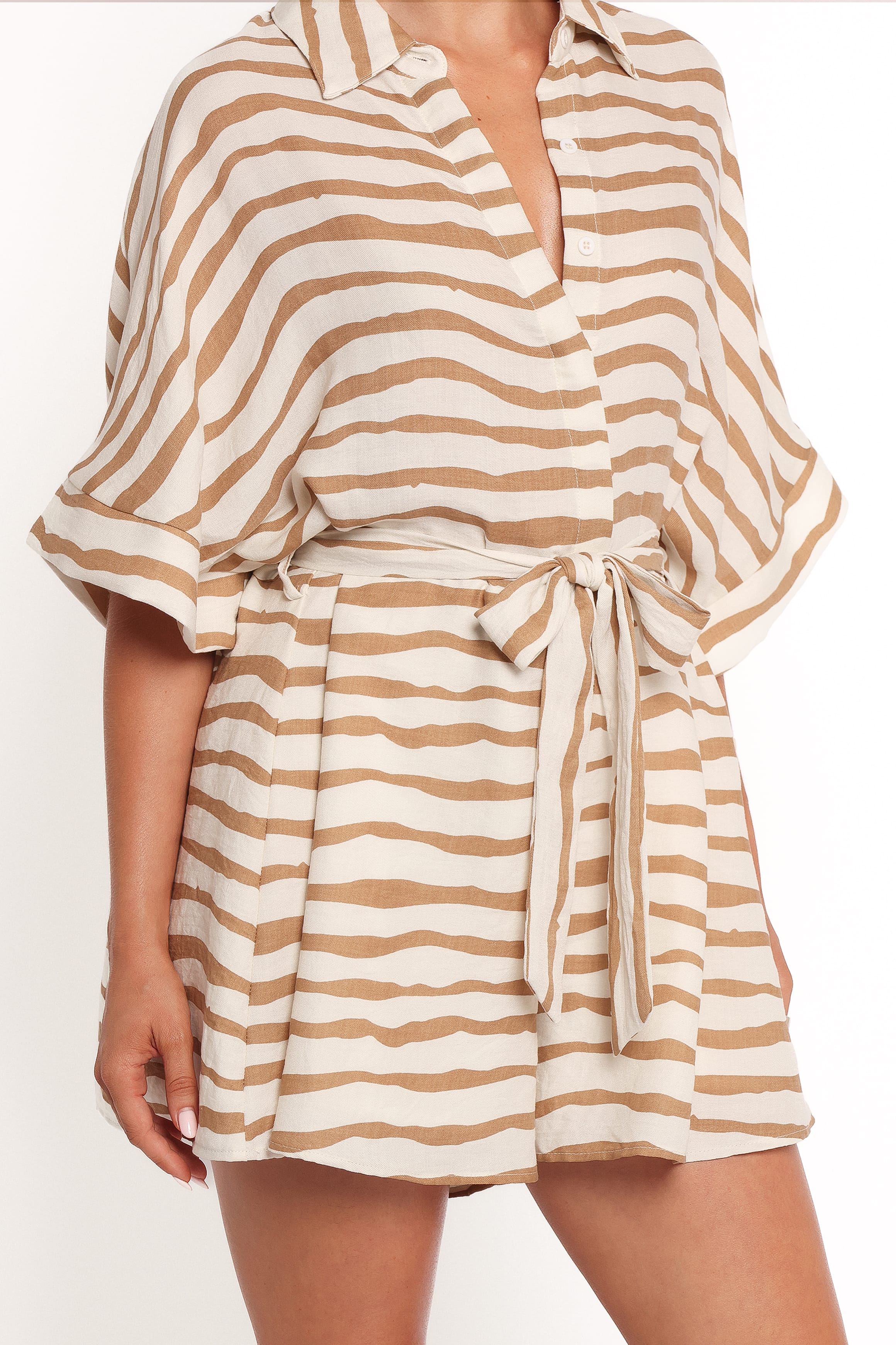 PLAYSUITS Peppiatt Batwing Playsuit - Tan Stripe