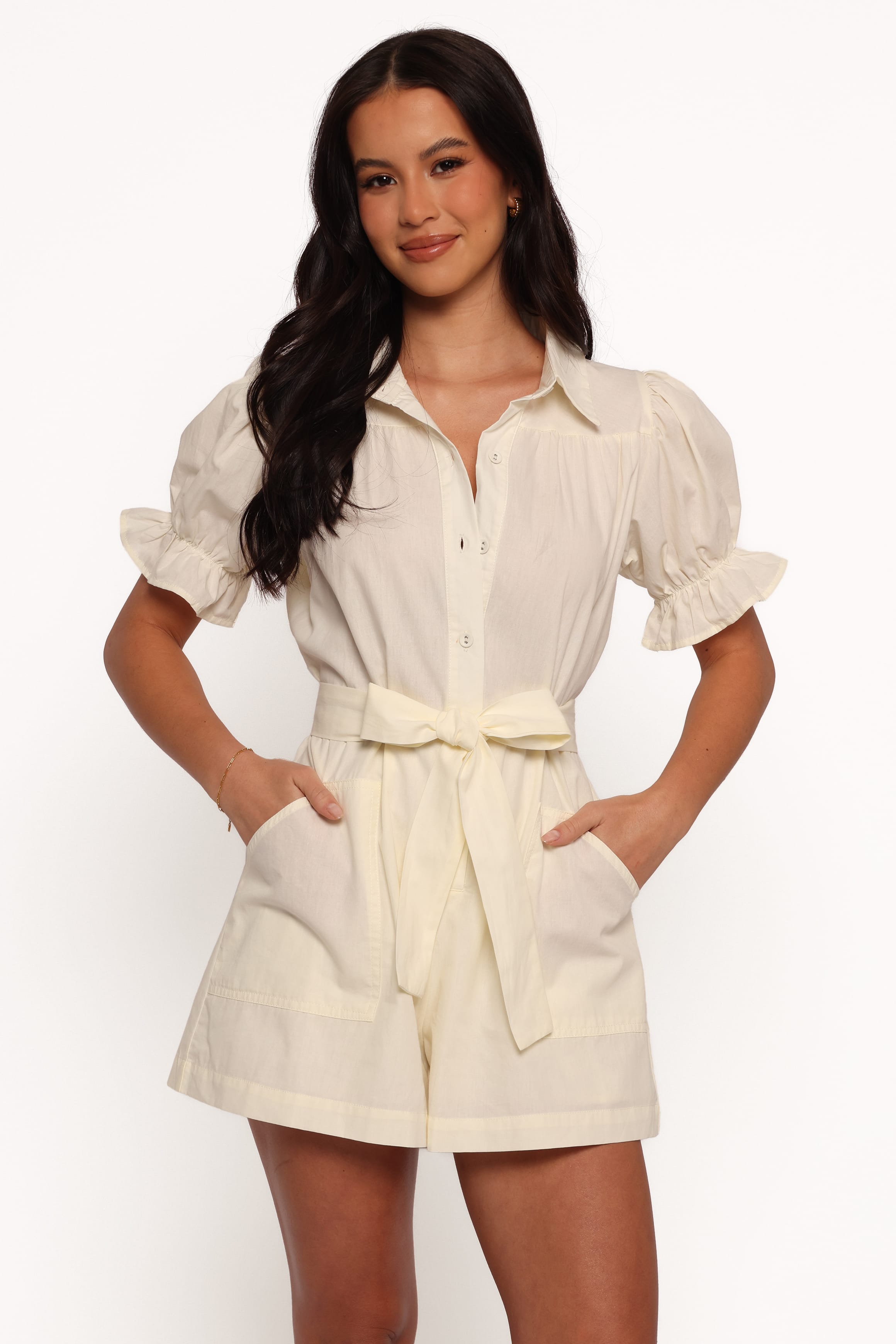 PLAYSUITS Riley Waist Tie Playsuit - Cream