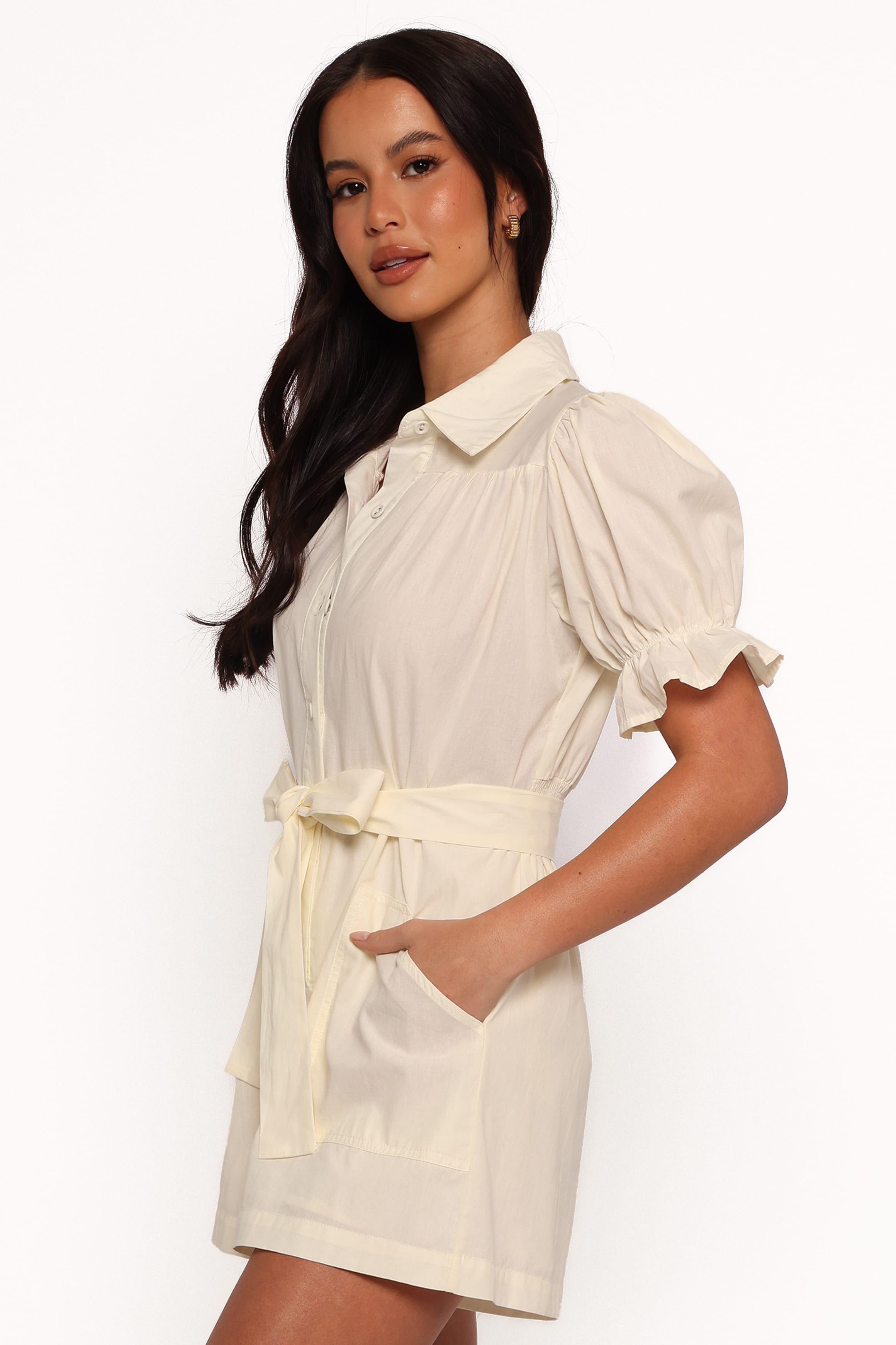 PLAYSUITS Riley Waist Tie Playsuit - Cream