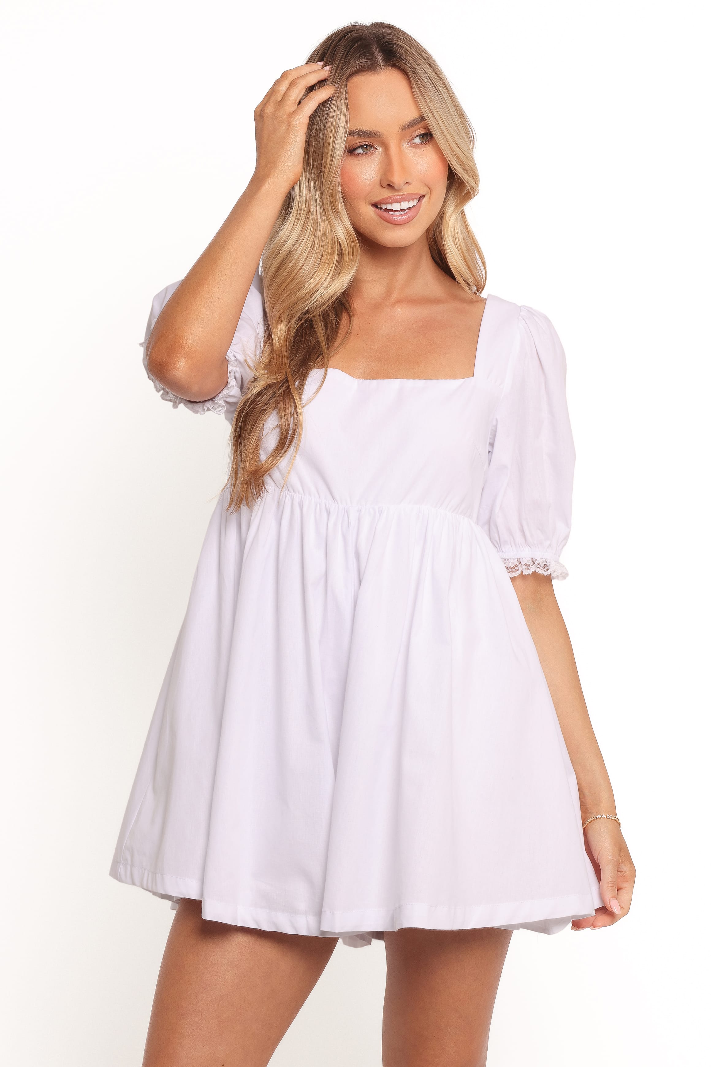 PLAYSUITS Rosalette Puff Sleeve Playsuit - White
