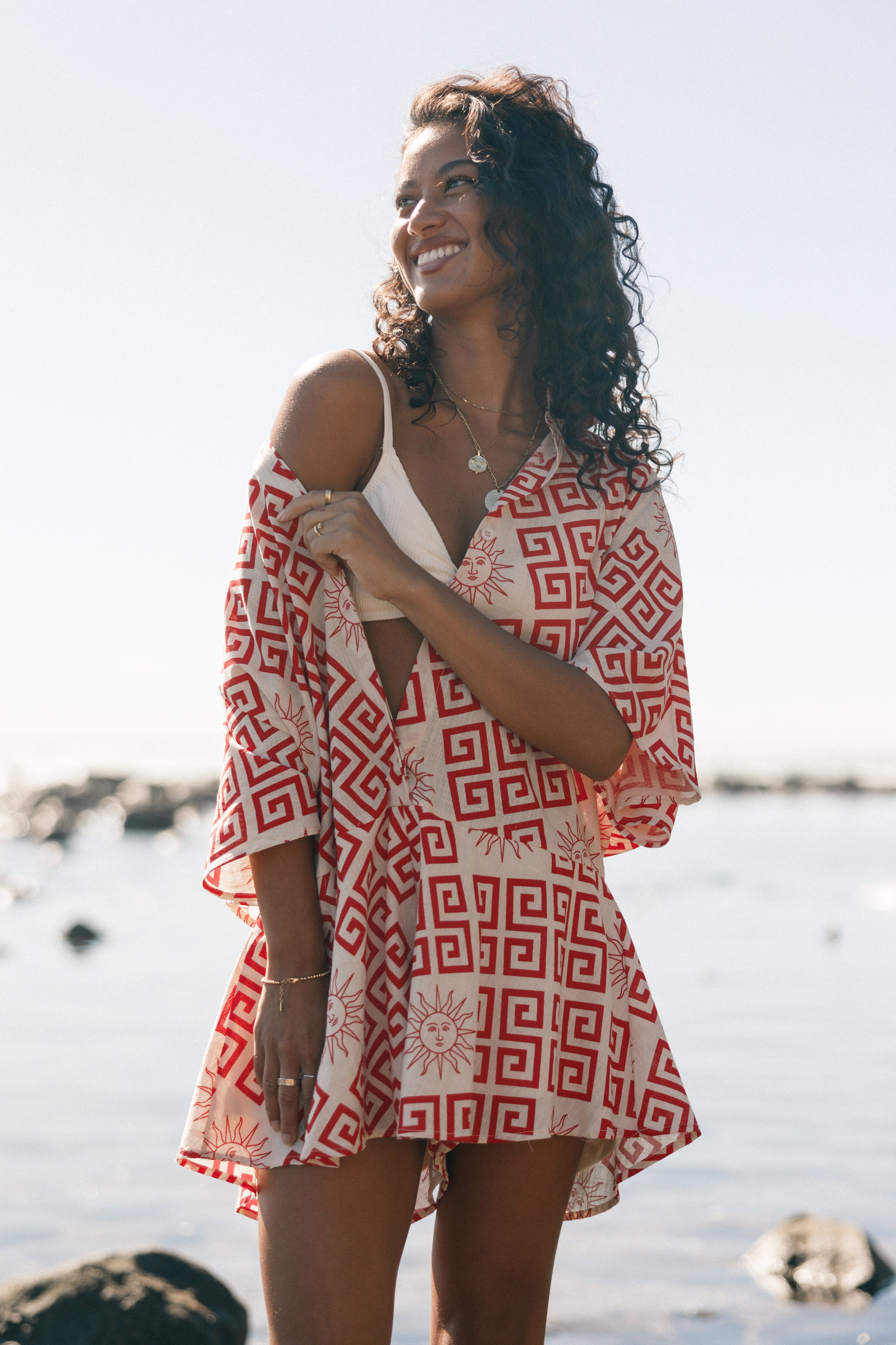 PLAYSUITS Sebastian Playsuit - Beige Red