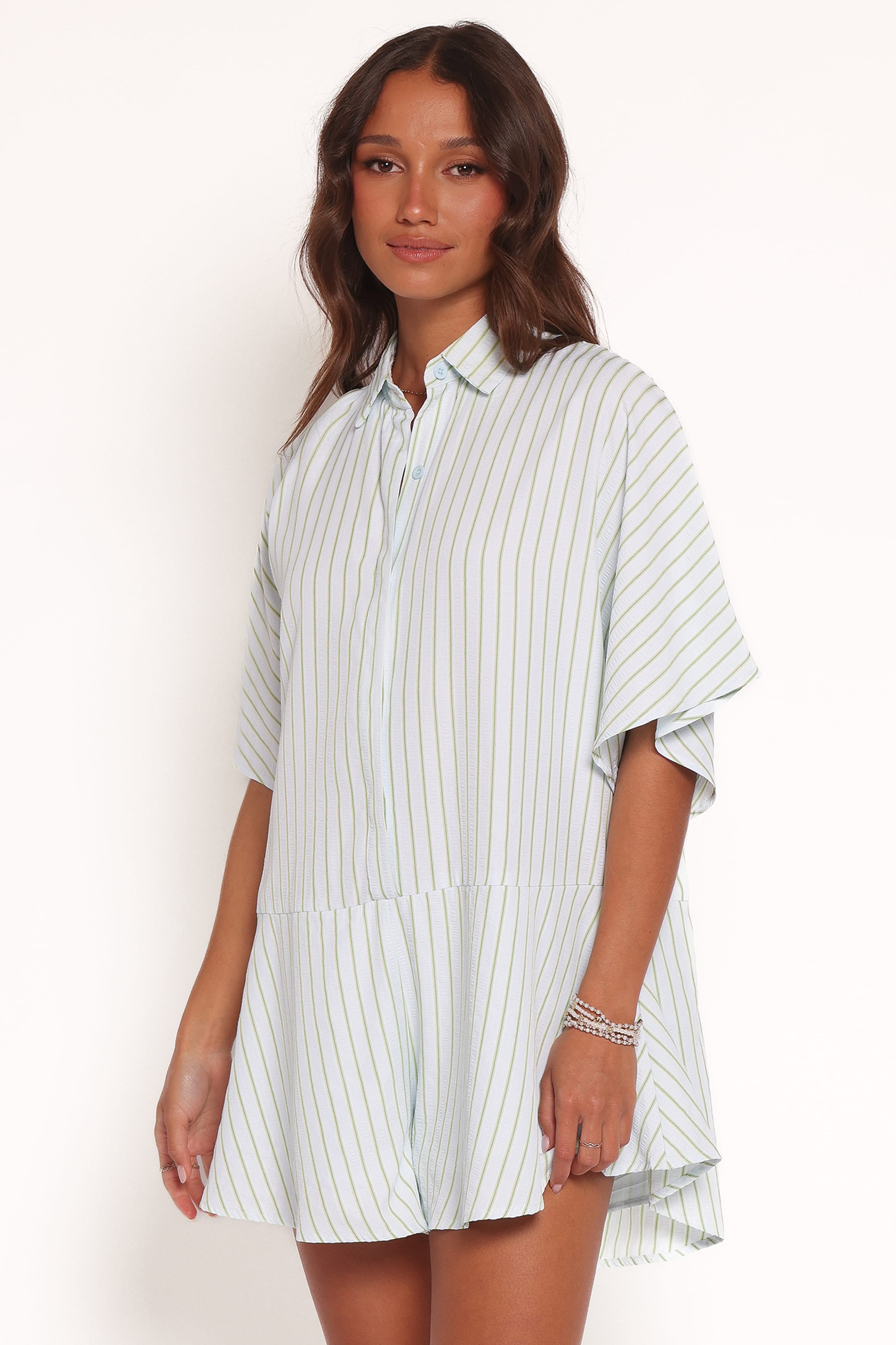 PLAYSUITS Sebastian Playsuit - Green Blue Stripe